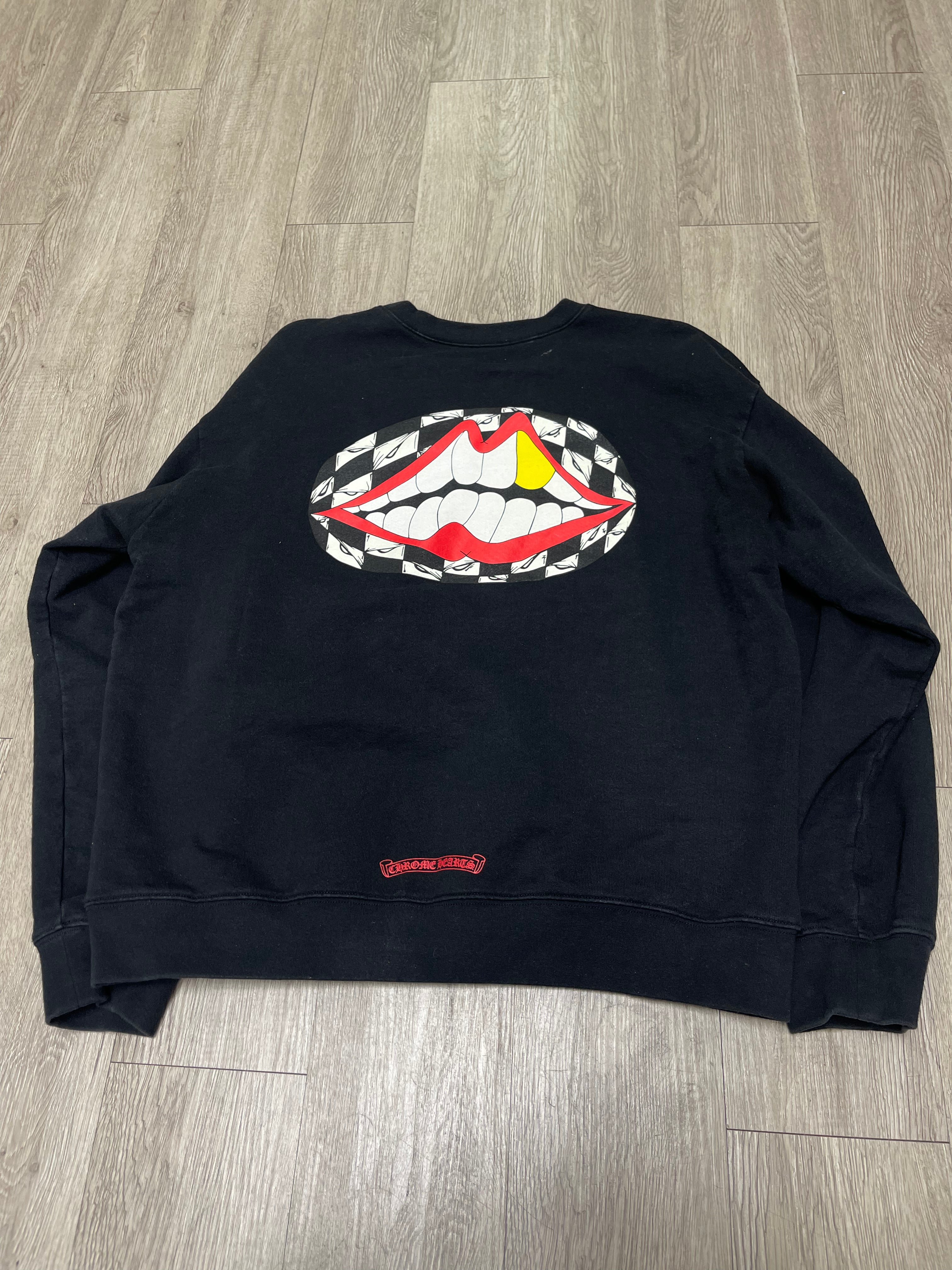 Chrome  Hearts Black Matty Boy Chomper Floral Crewneck