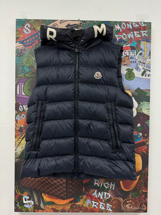 Moncler Vest Navy White Hood Used 3 (Medium) N/A