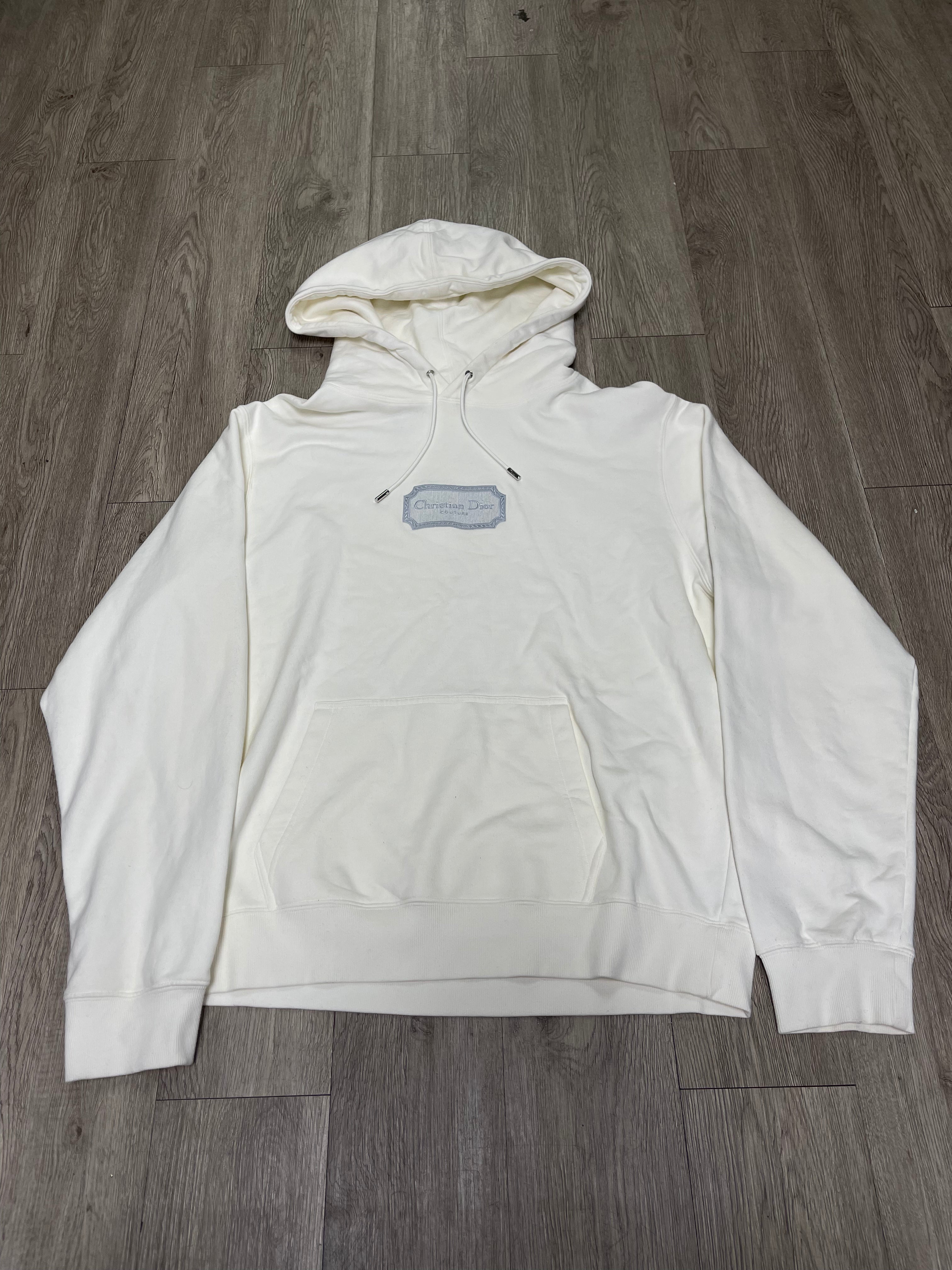 Dior White Embroidered Hoodie