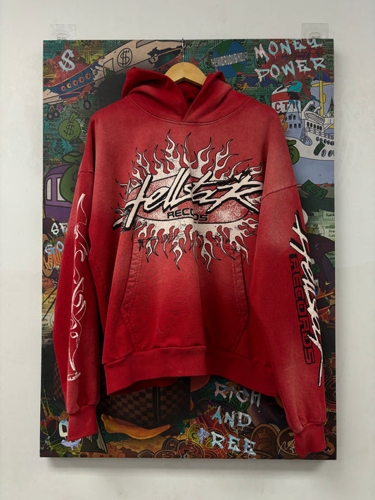 Hellstar Red Records Hoodie Used Small