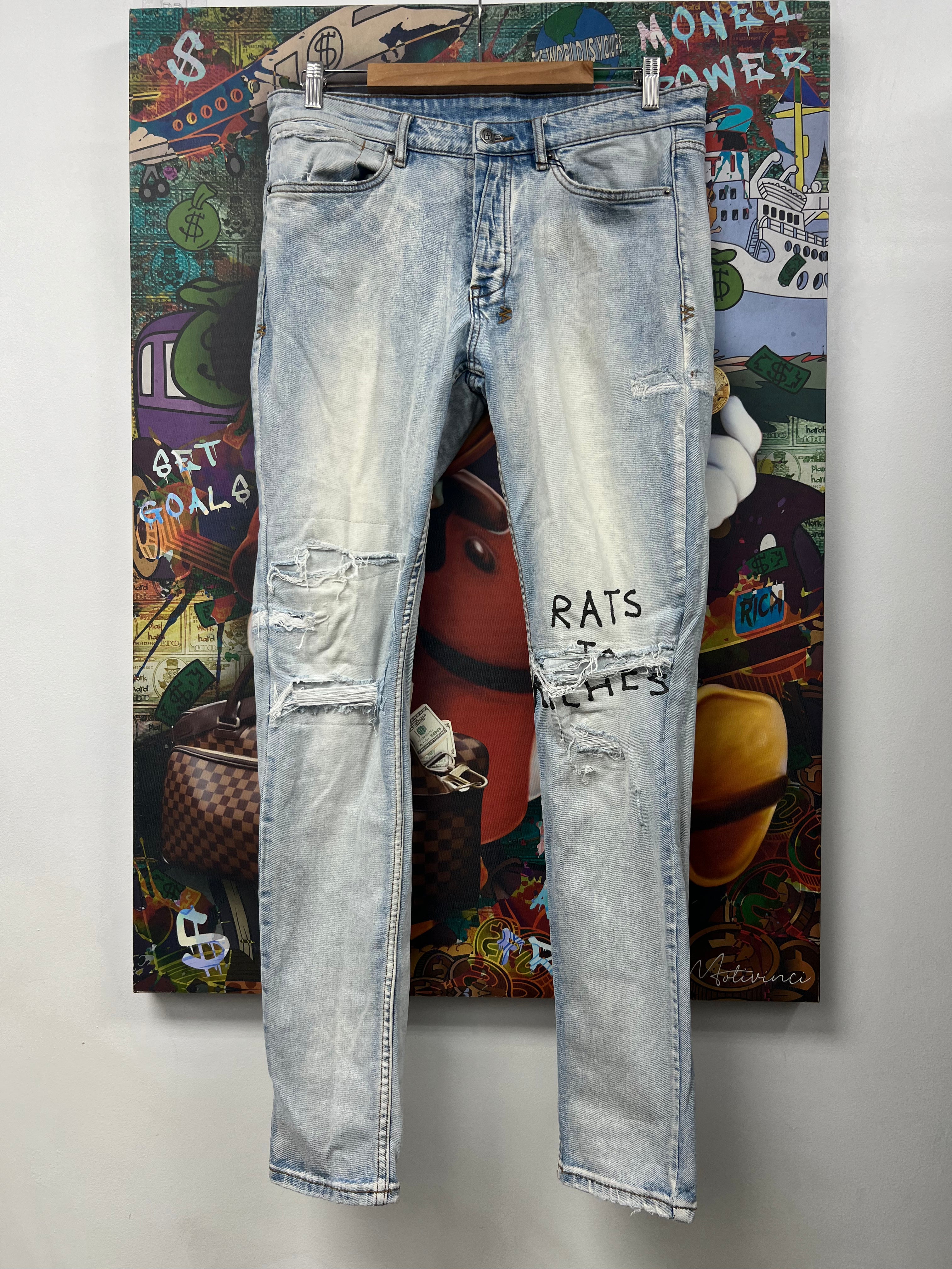 Purple Brand Light Wash Knee Rip Jeans
