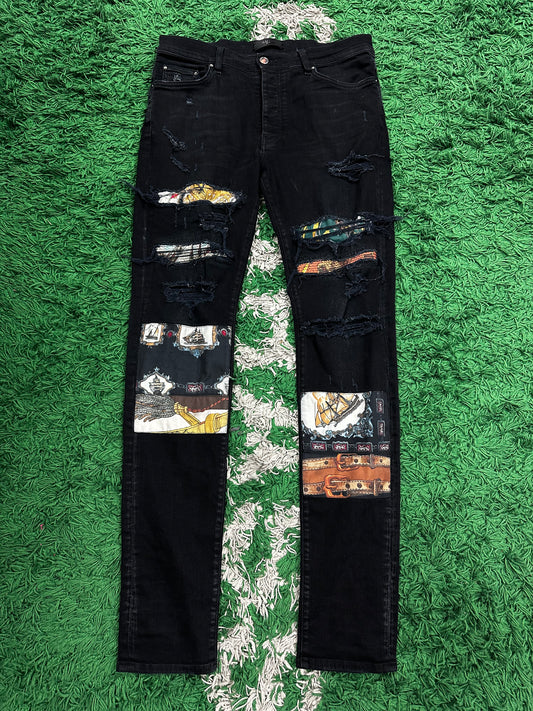 Amiri Jeans Black Art Patchwork 34 Used