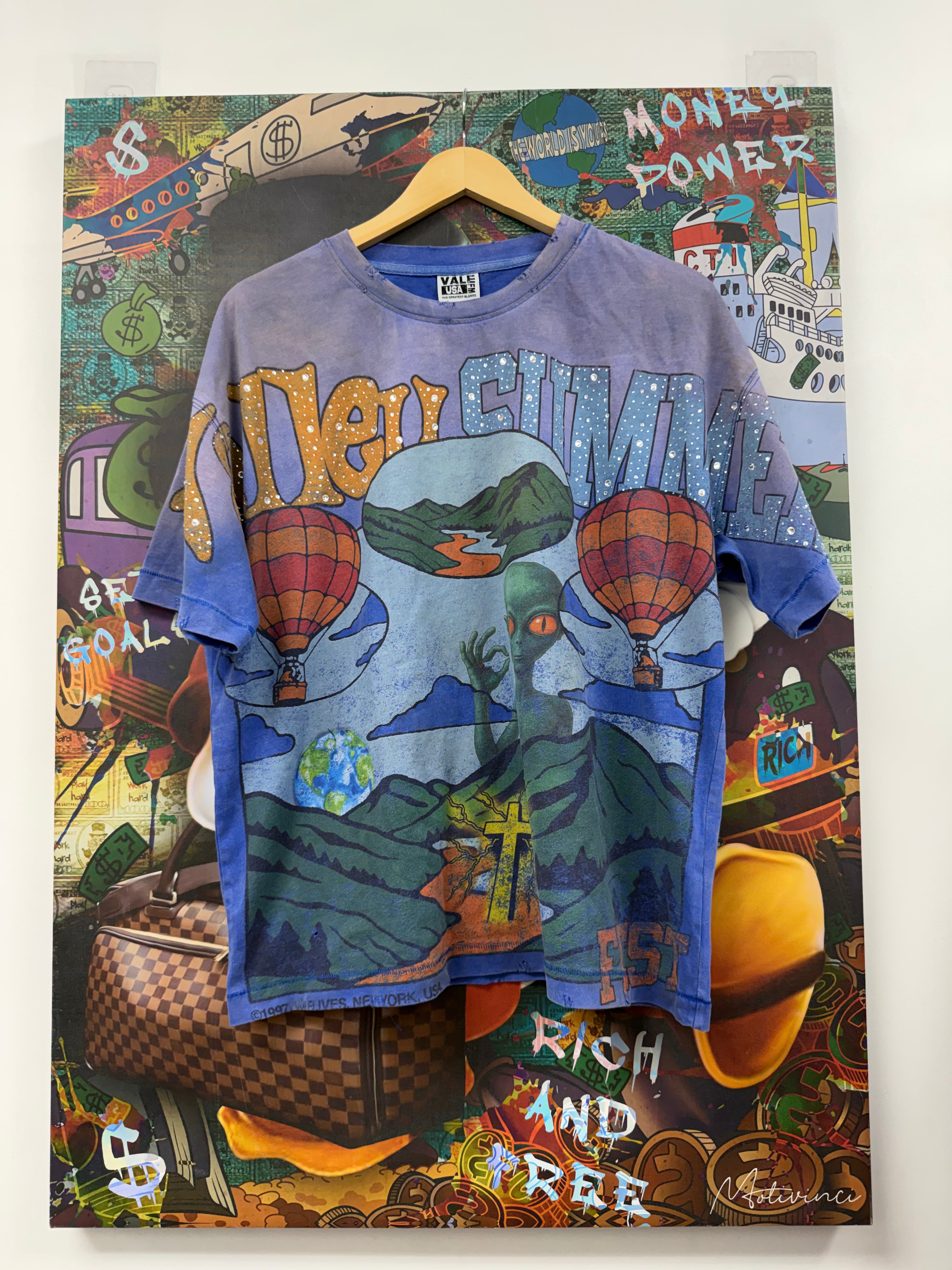 Vale Blue Alien Rhinestone Tee