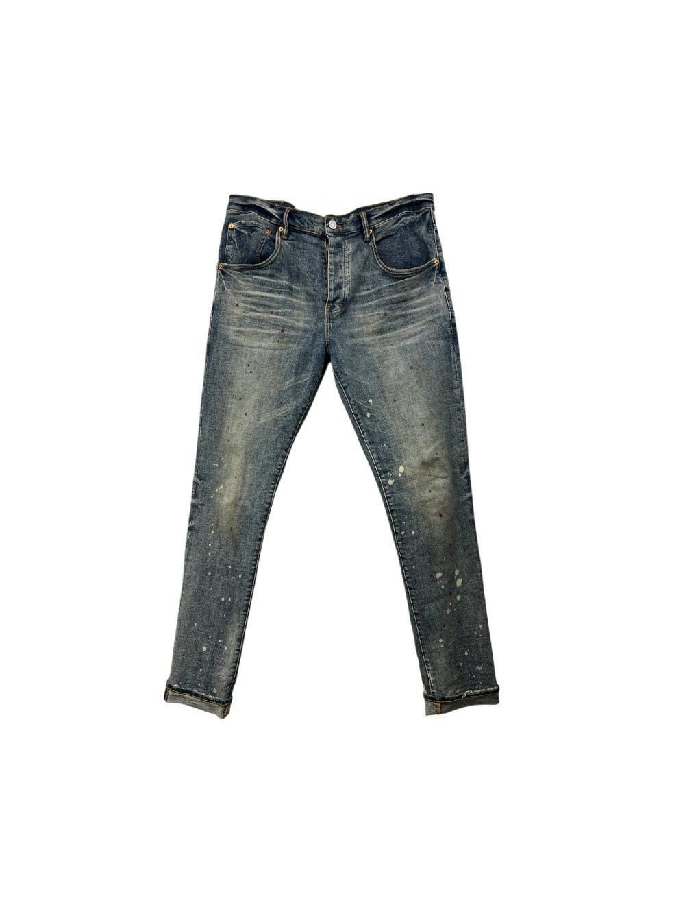 Purple Brand Paint Splatter Light Wash Jeans