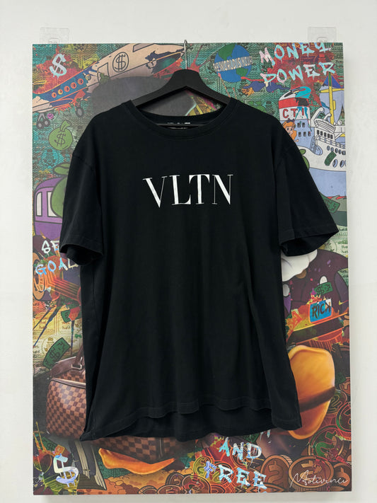 Valentino Chest Logo Tee Black Used XXL (Fits Small) N/A
