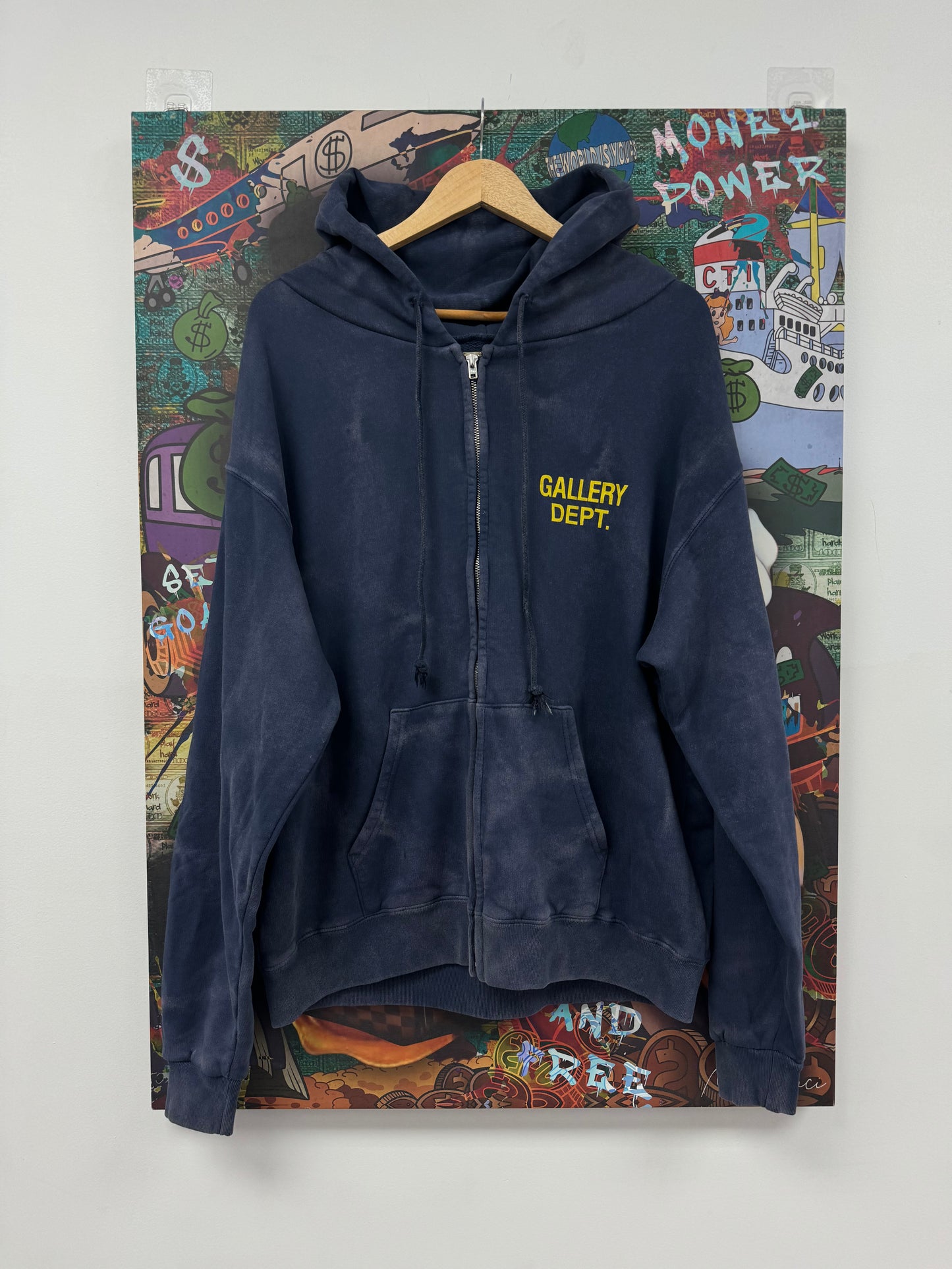 Gallery Dept Sunfaded Zip Up Navy Yellow Used Small N/A