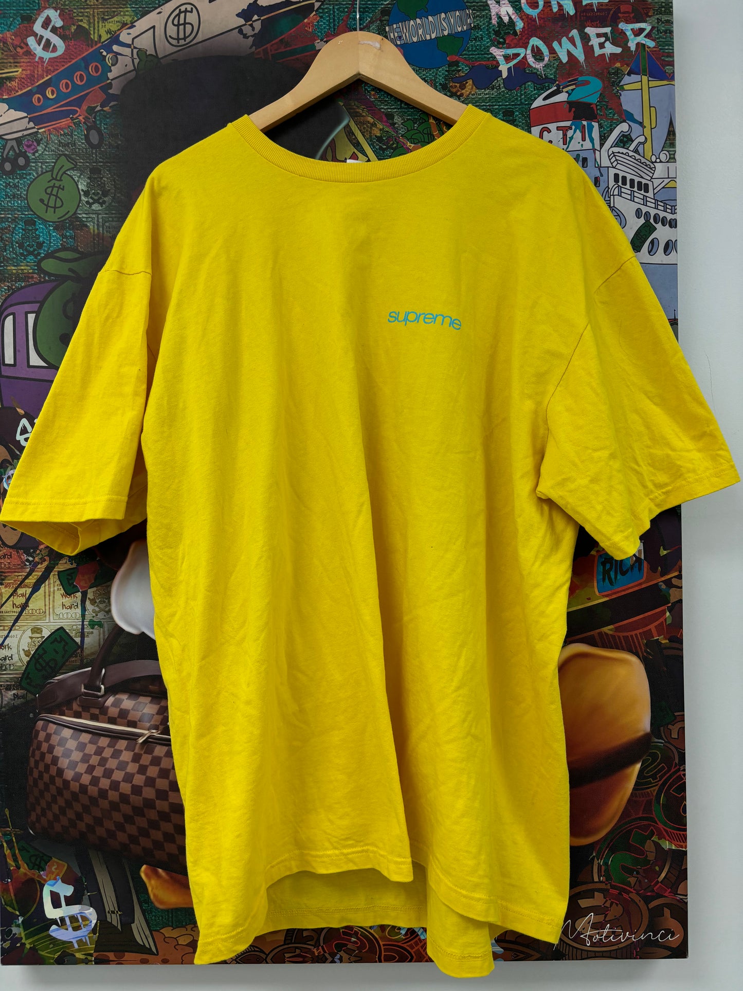 Supreme Tee Yellow Blue Used XXL