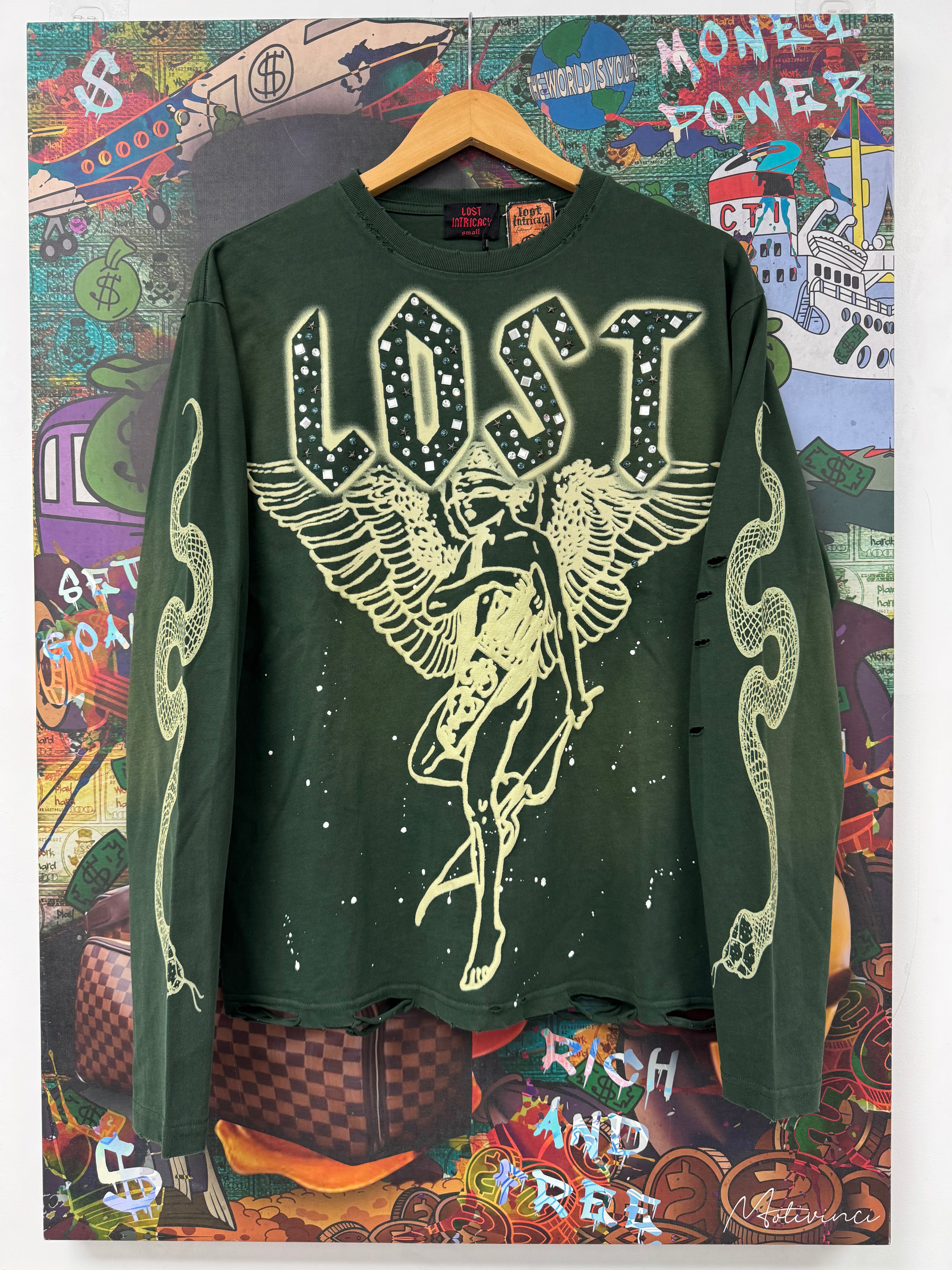 Lost Intricacy Emerald Green Angel LS Tee (XS-XXL) New