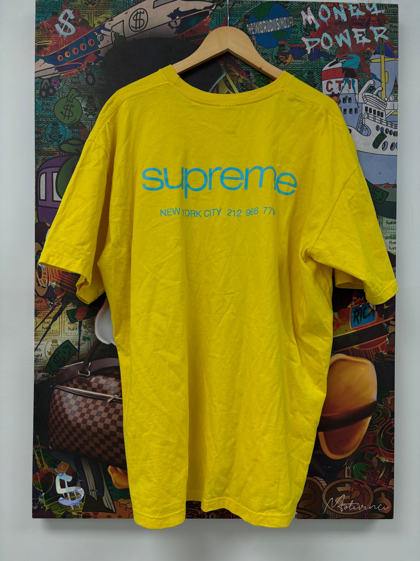 Supreme Tee Yellow Blue Used XXL