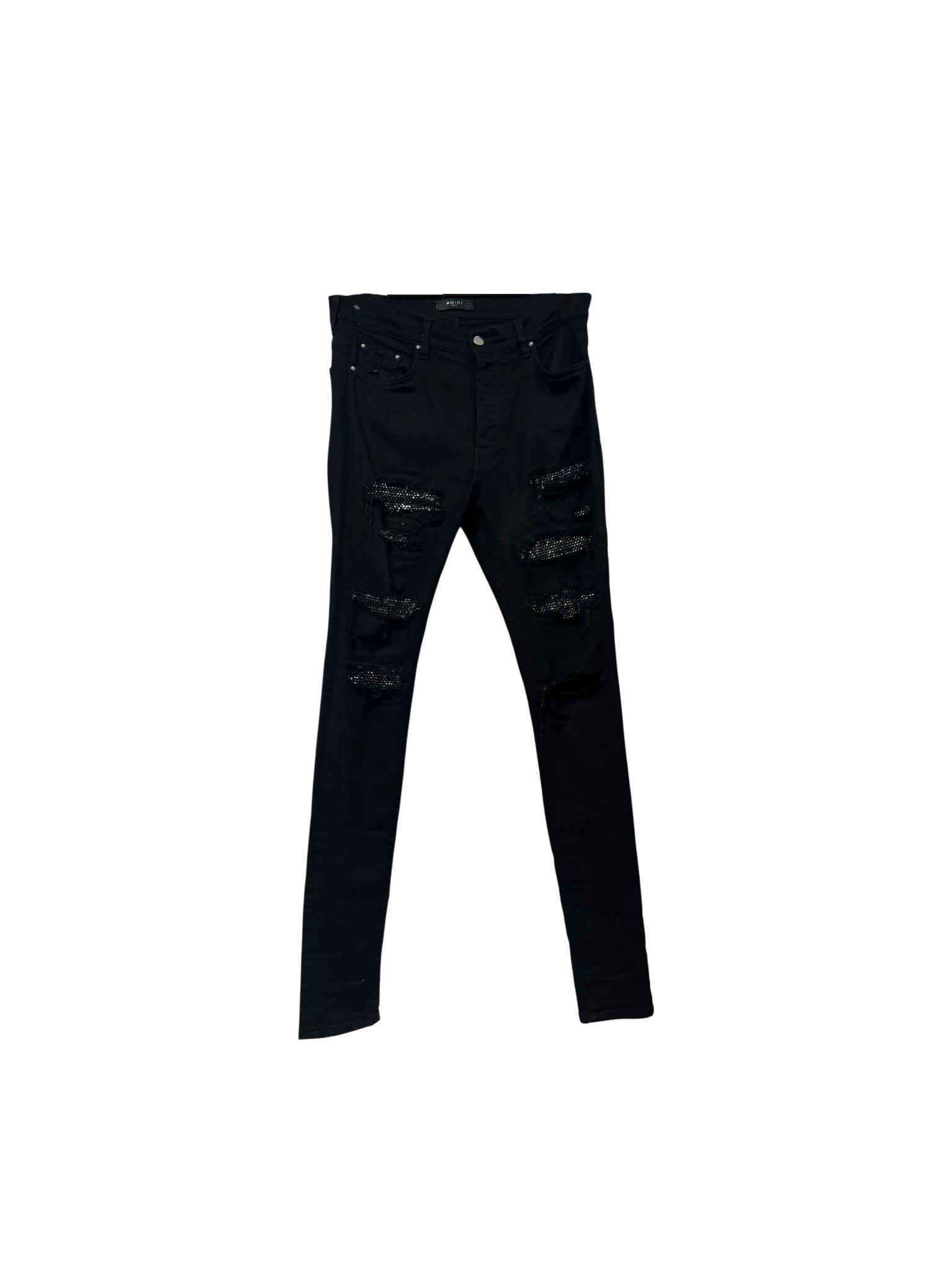 Amiri Rhinestone Thrasher Black Jeans