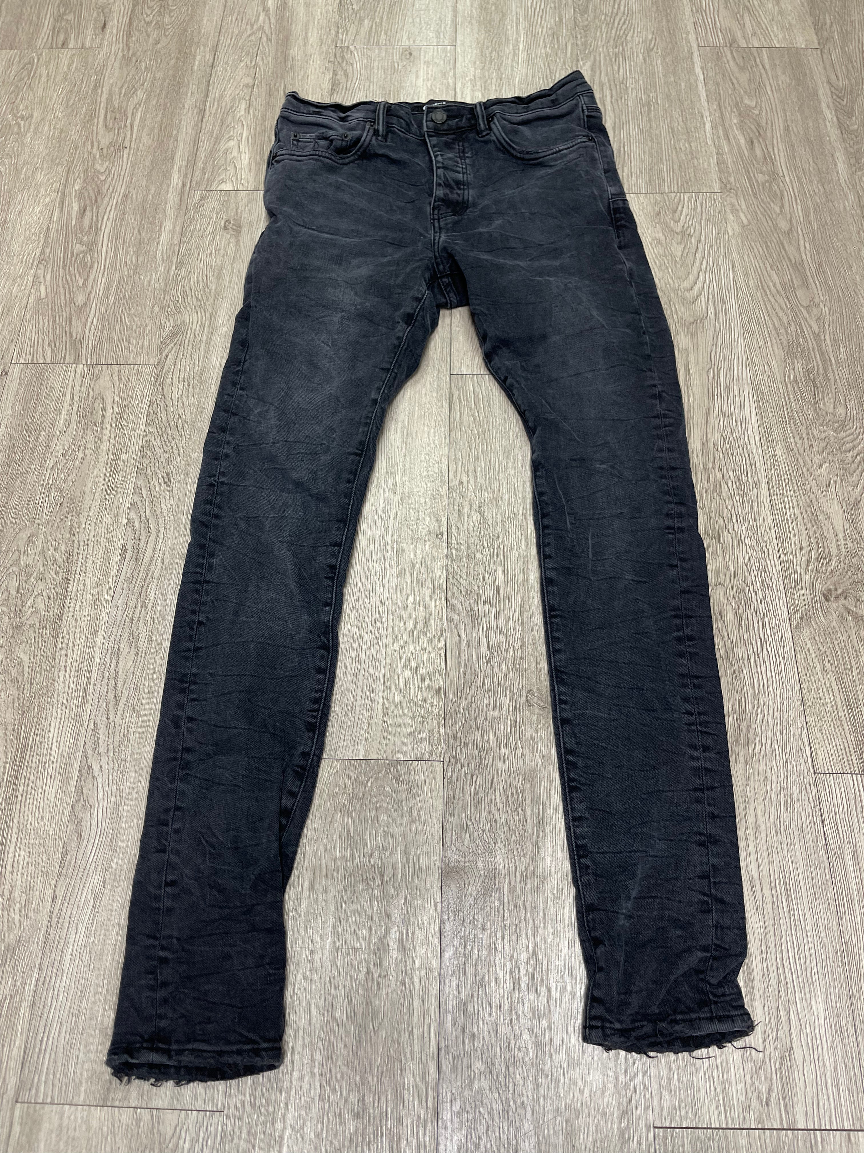 Purple Brand Black Wash Knee Ripped Jeans