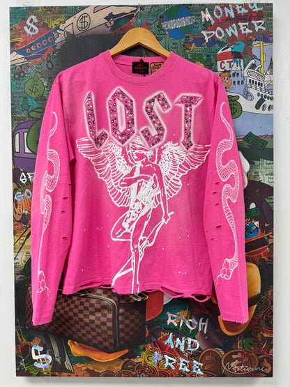 Lost Intricacy Pink Angel LS Tee (XS-XXL) New