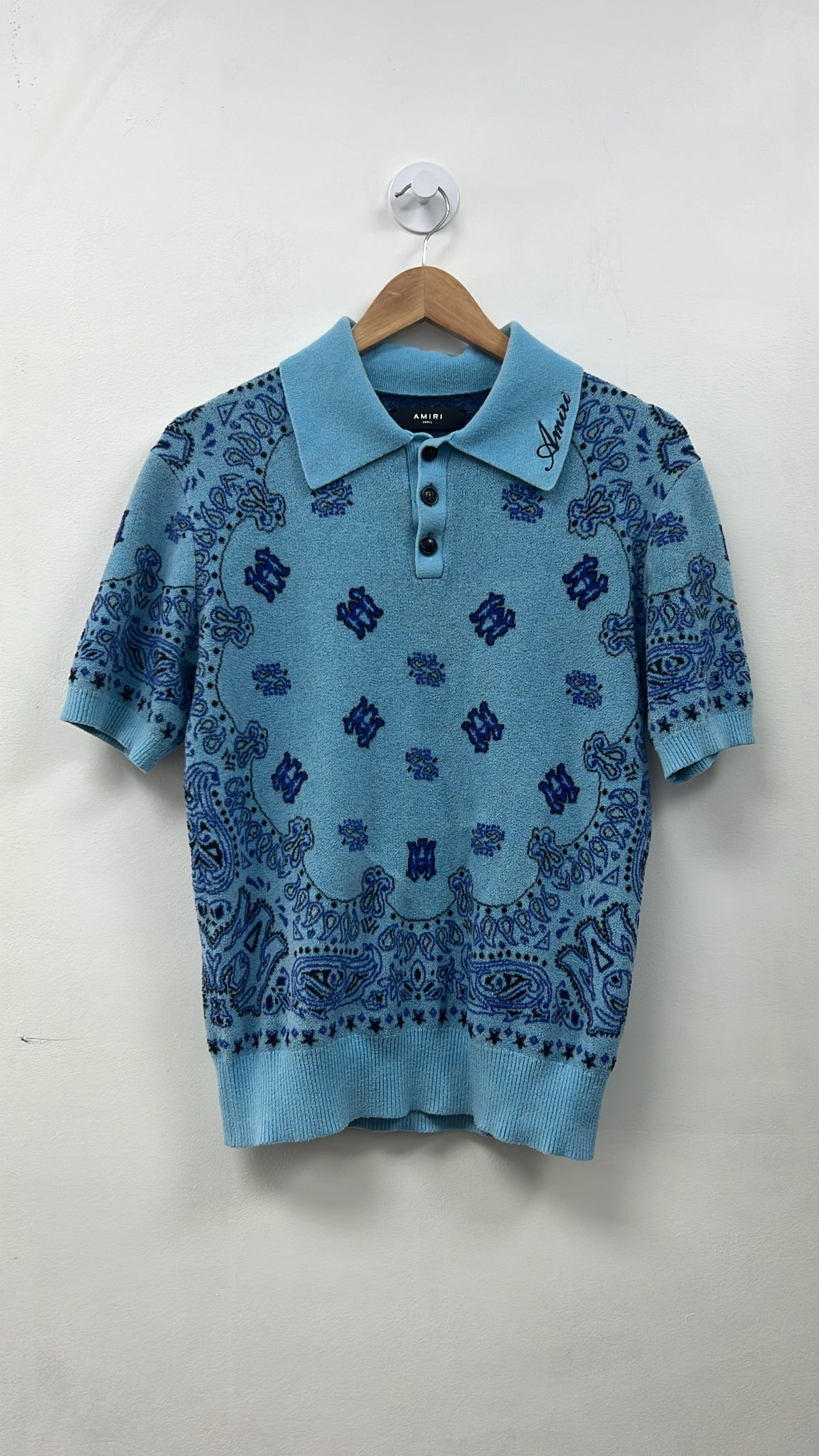 Amiri Baby Blue Bandana Polo