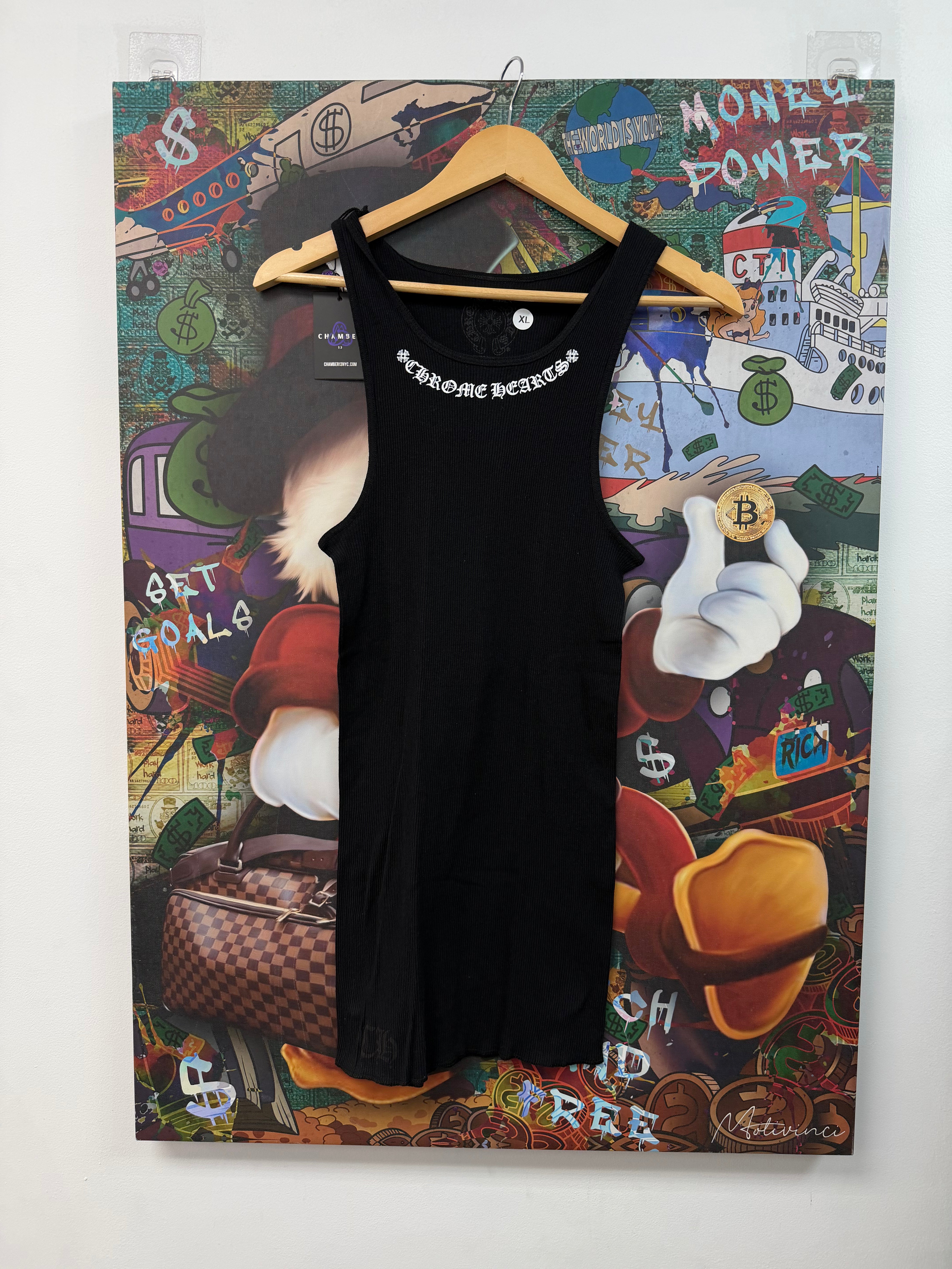 Chrome Hearts Black Scroll Logo Tank Top