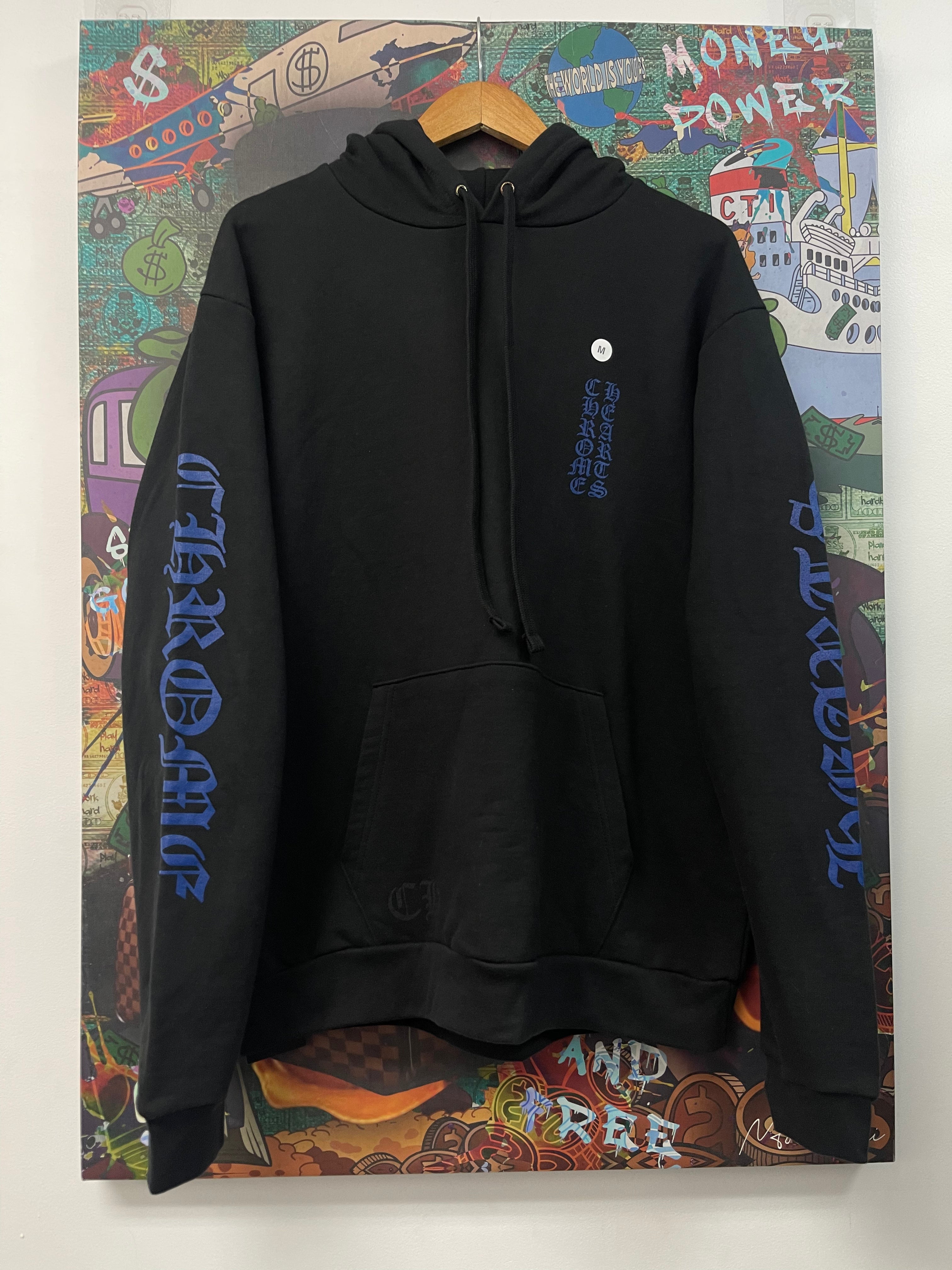 Chrome Hearts Black Blue Vertical Logo Hoodie
