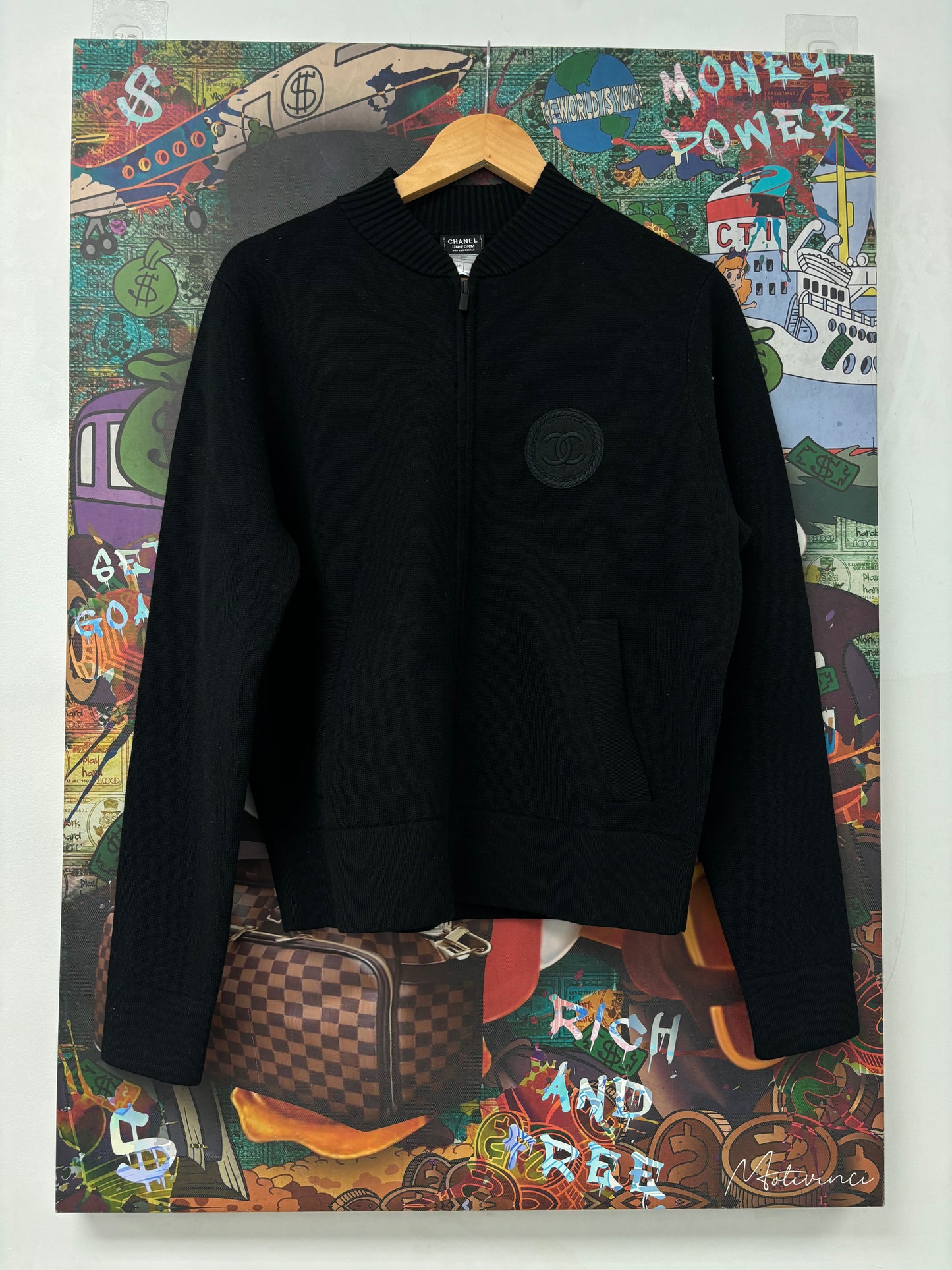 Chanel Zip Up Black Like New Medium
