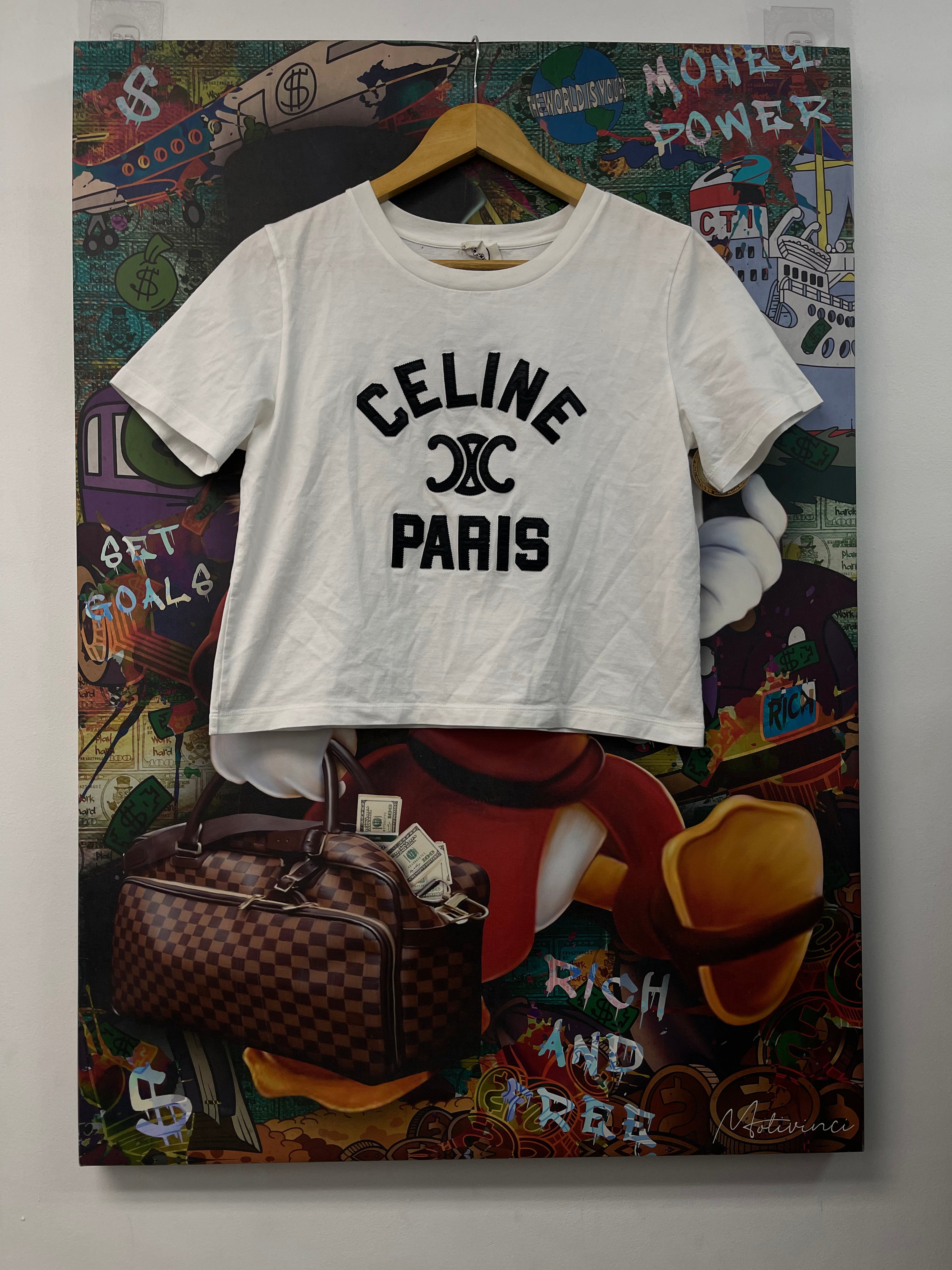 Celine (Women's) White Black Paris Tee