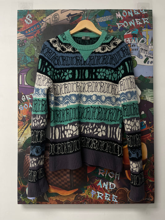 Dior Stussy Mohair Multi Color Crewneck Used