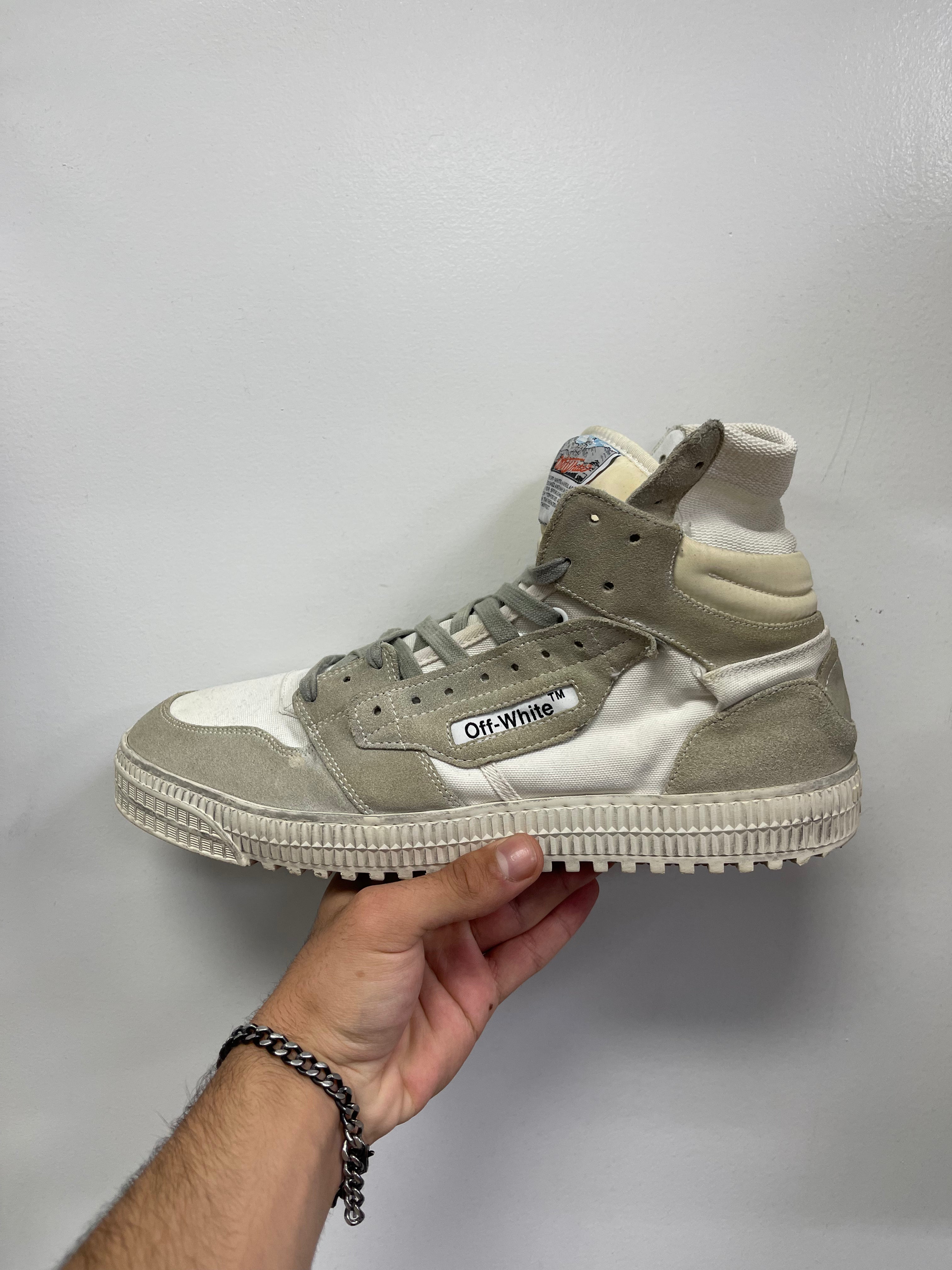 Off White Grey White Hi Sneakers