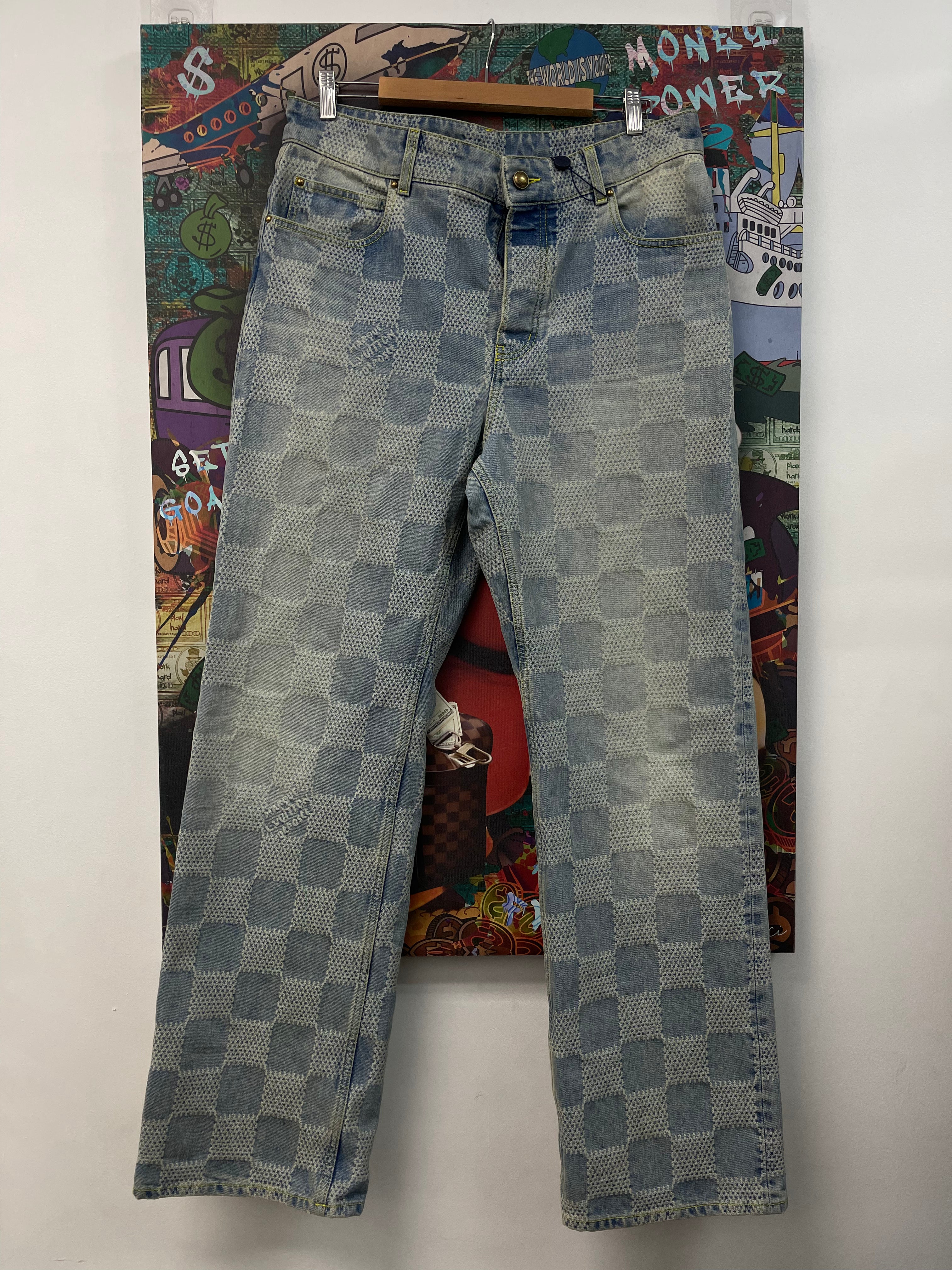 Louis Vuitton Light Wash Damier Skate Jeans