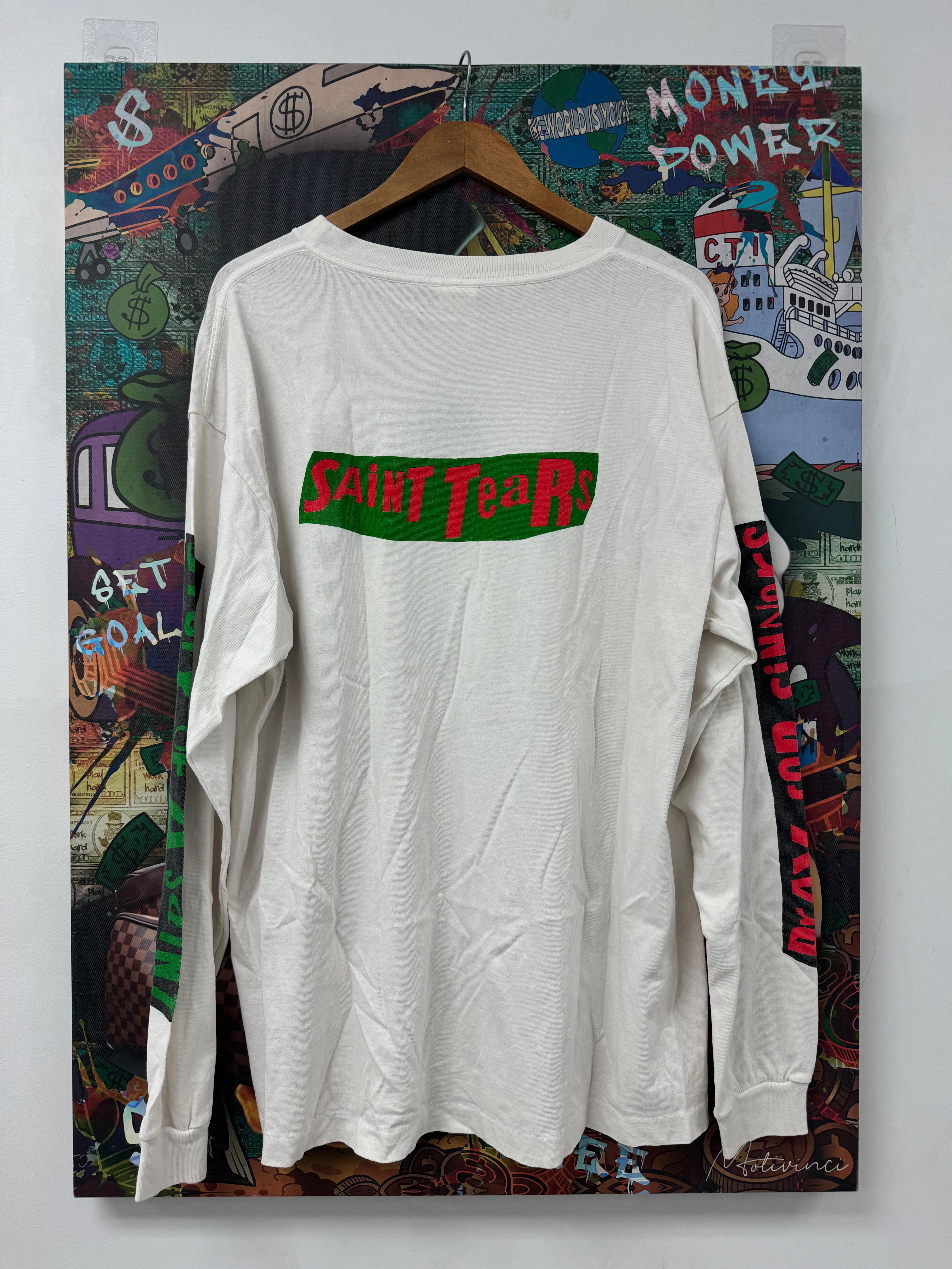 Saint Michael Denim Tears LS White Multi New XL No Tags