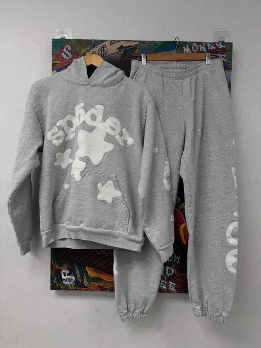 Sp5der Grey White Sweatsuit Used Medium N/A