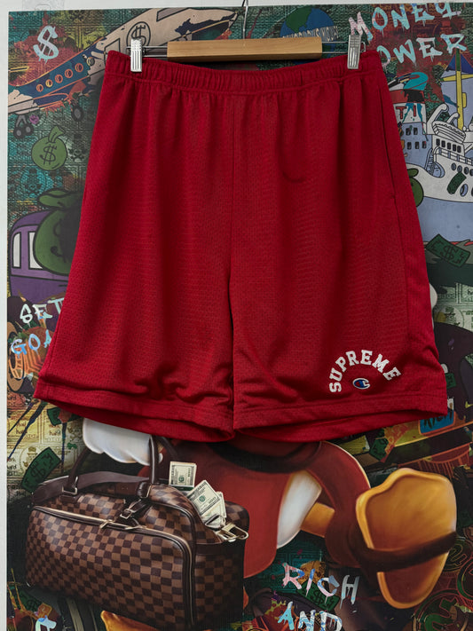 Supreme Champion Arc Logo Mesh Shorts Red Used Small (Fits Big) N/A