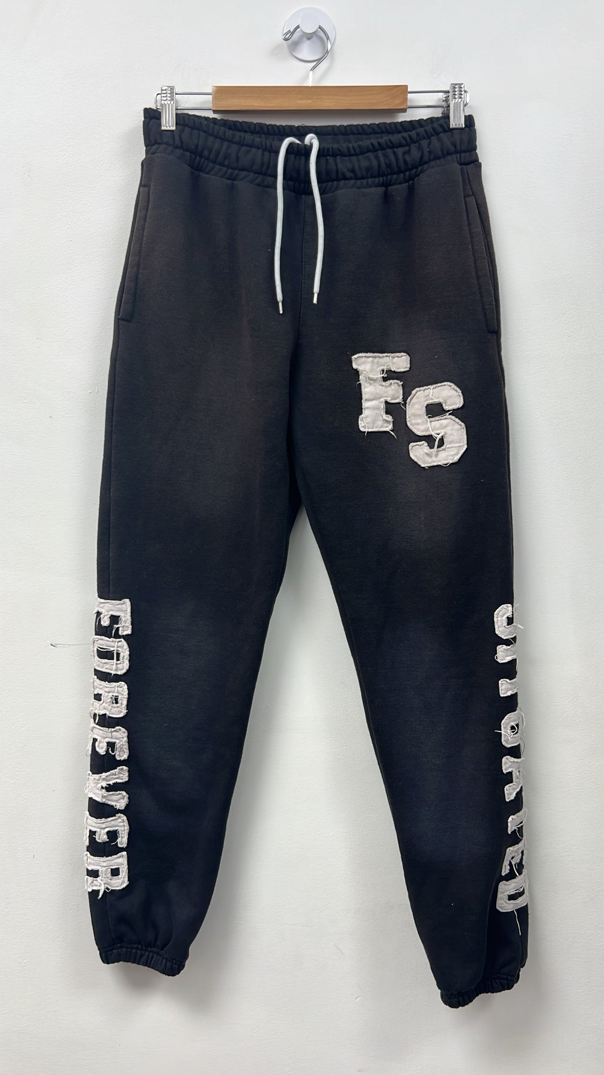 Forever Situated Black White Faded Sweats