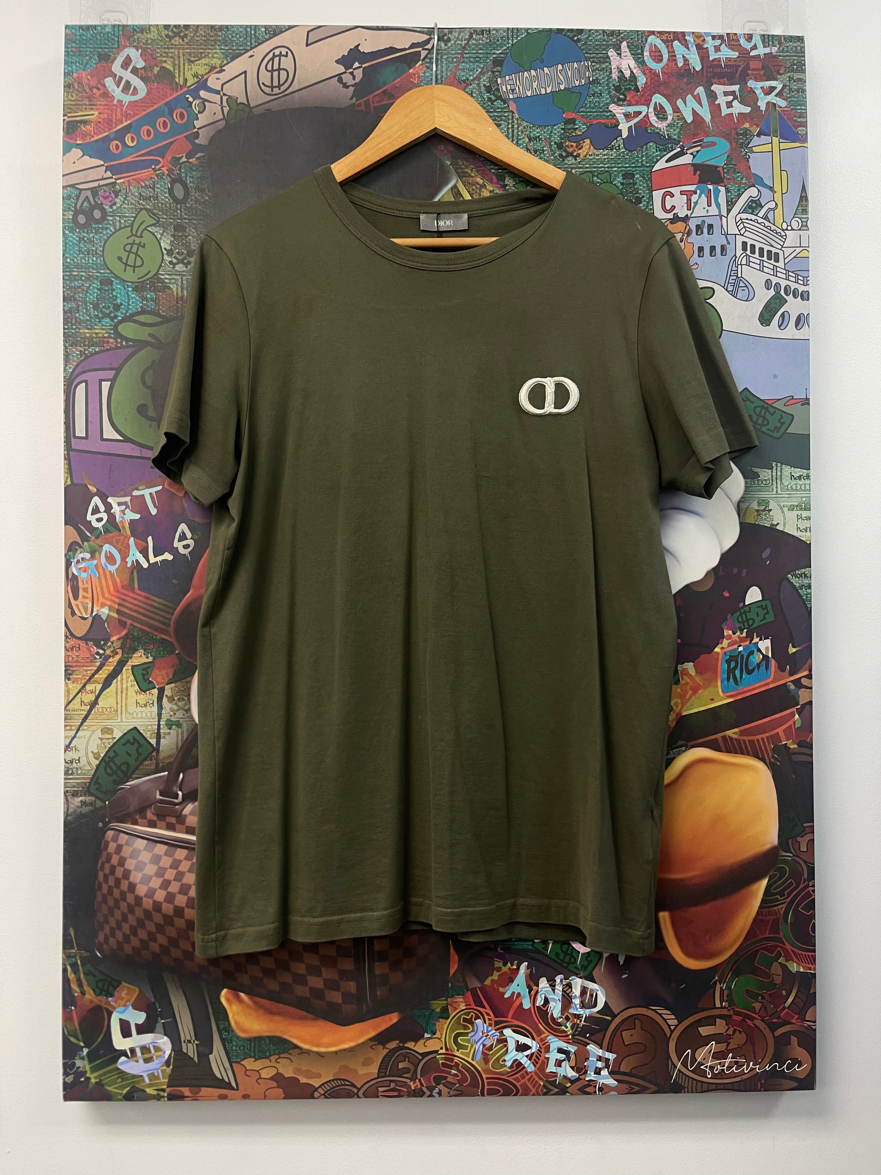 Dior Olive White CD Logo Tee