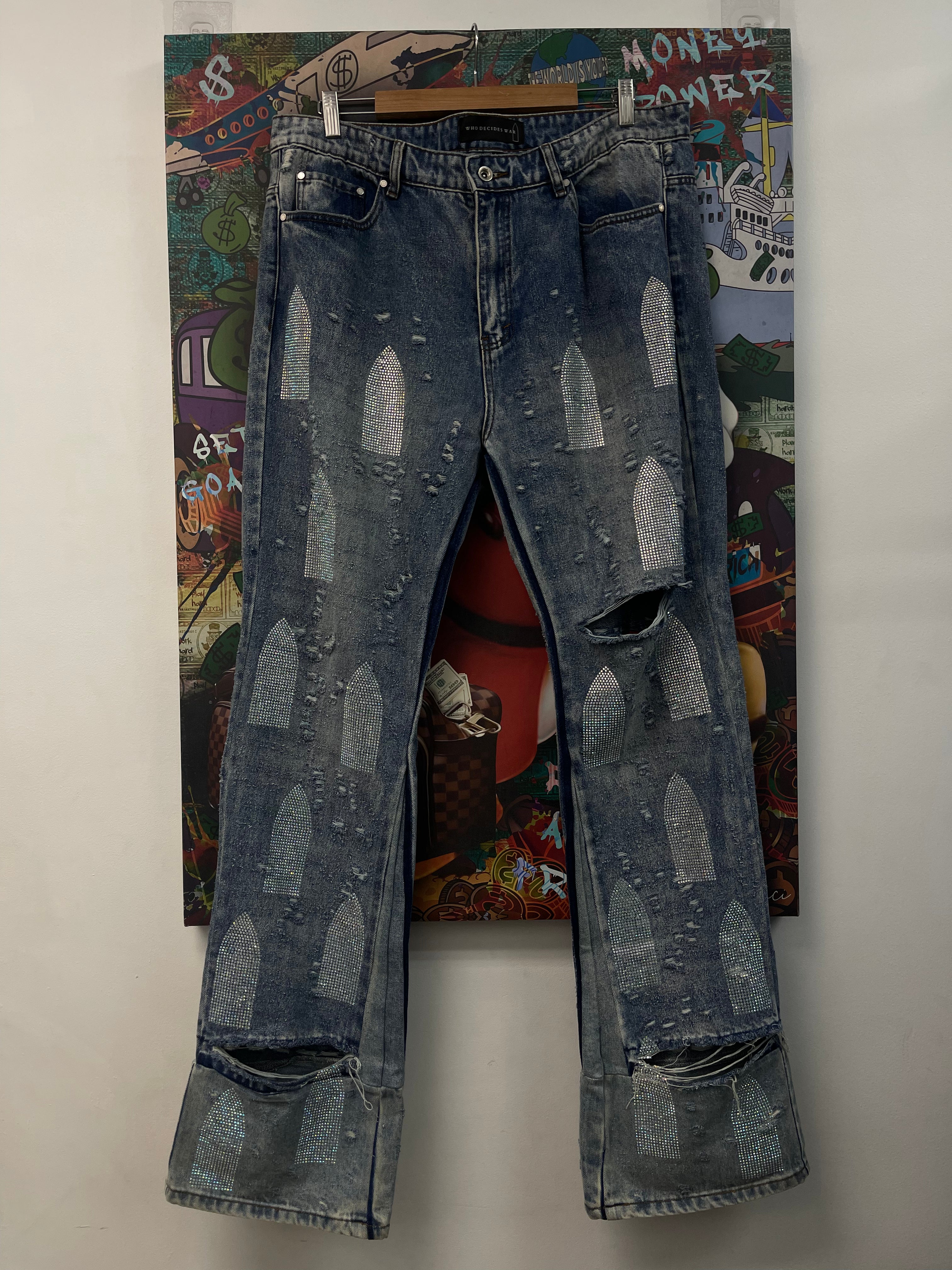 Who Decides War Rhinestone Washed Cemetery Jeans