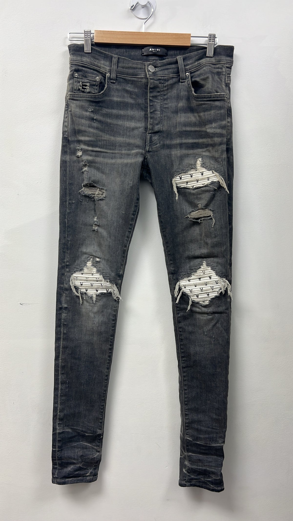 Amiri MX1 Grey Playboy Patch Jeans