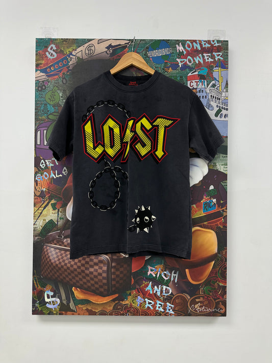 LOST Wrecking Ball Tee Black Yellow Used Small N/A