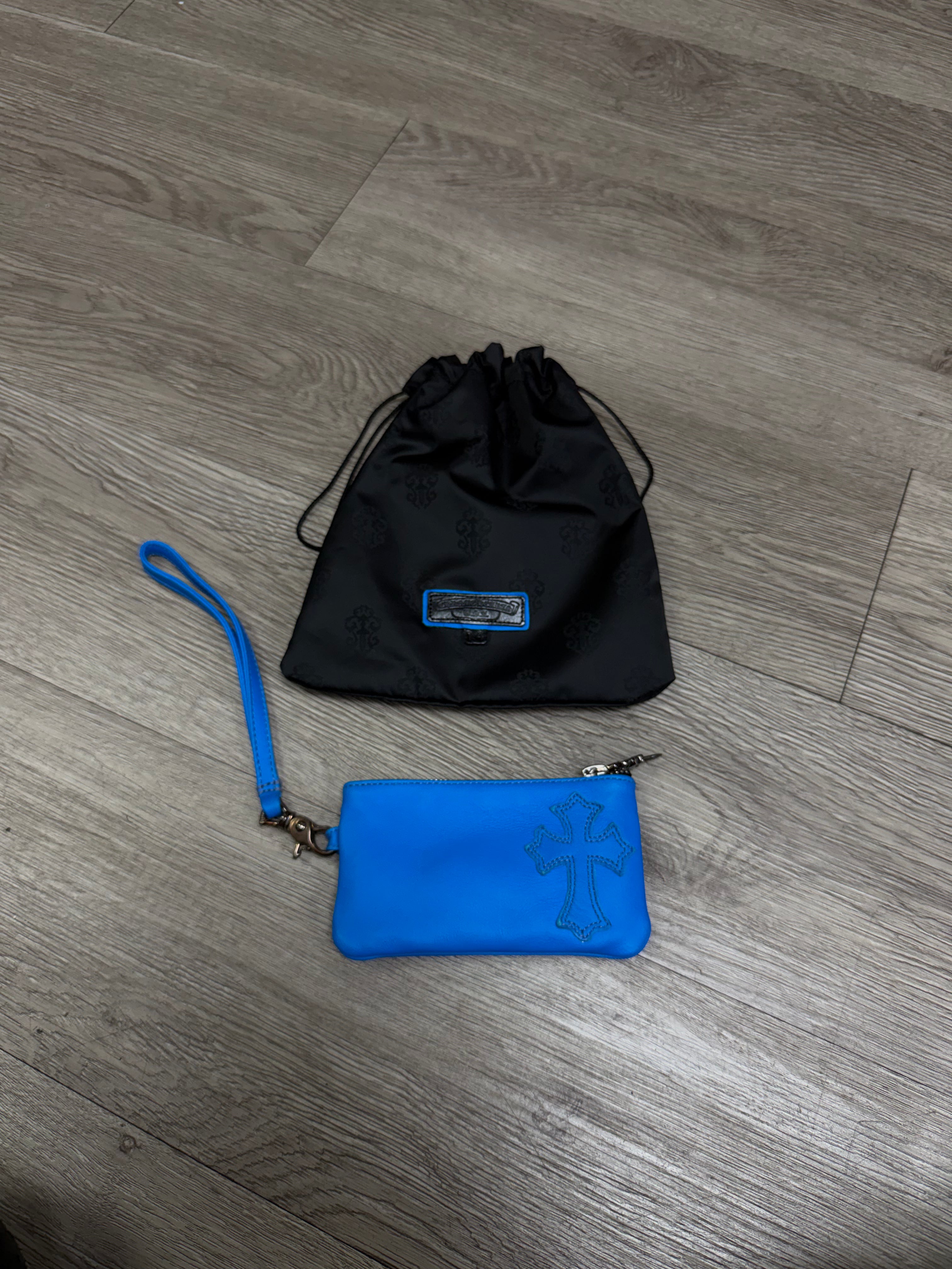 Chrome Hearts Blue Cross Patch Wallet With Lanyard