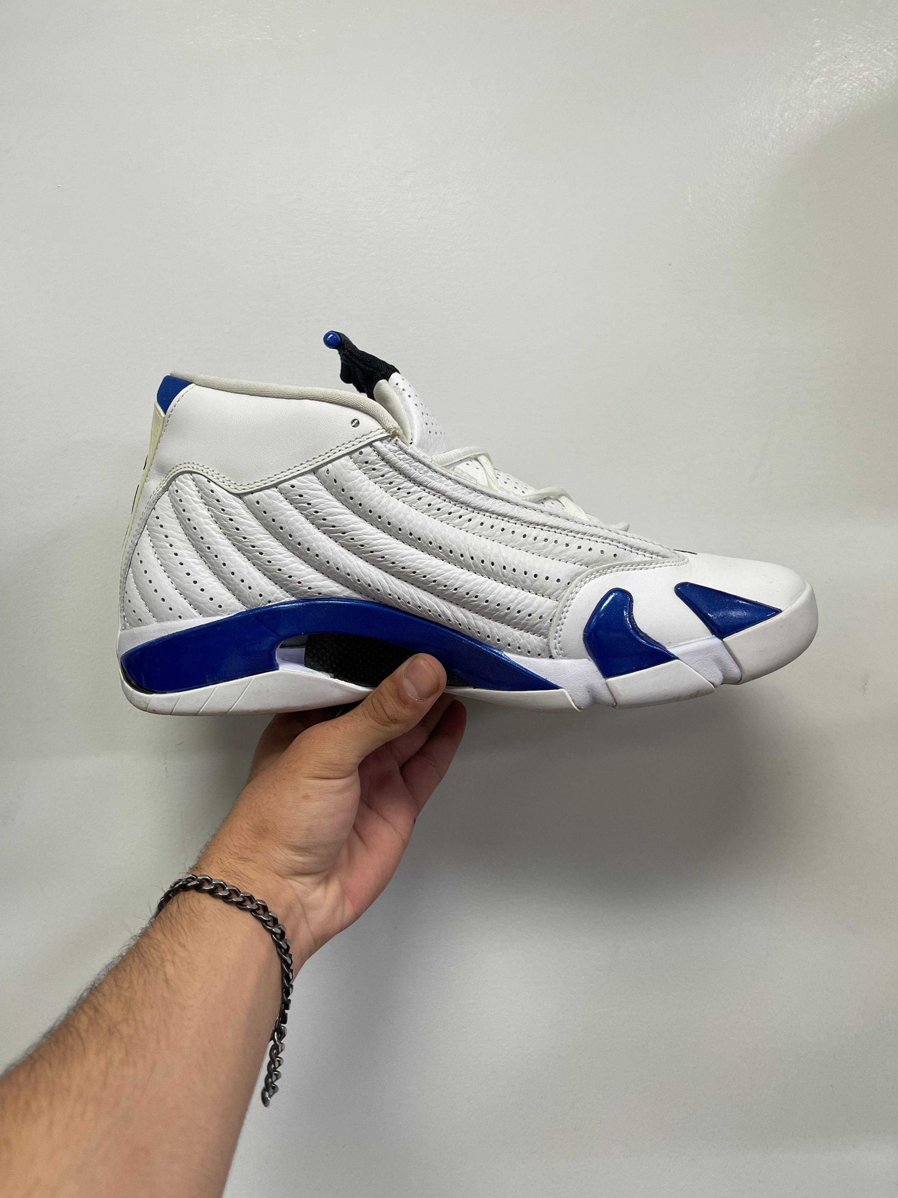Jordan 14 White Hyper Royal Sneakers
