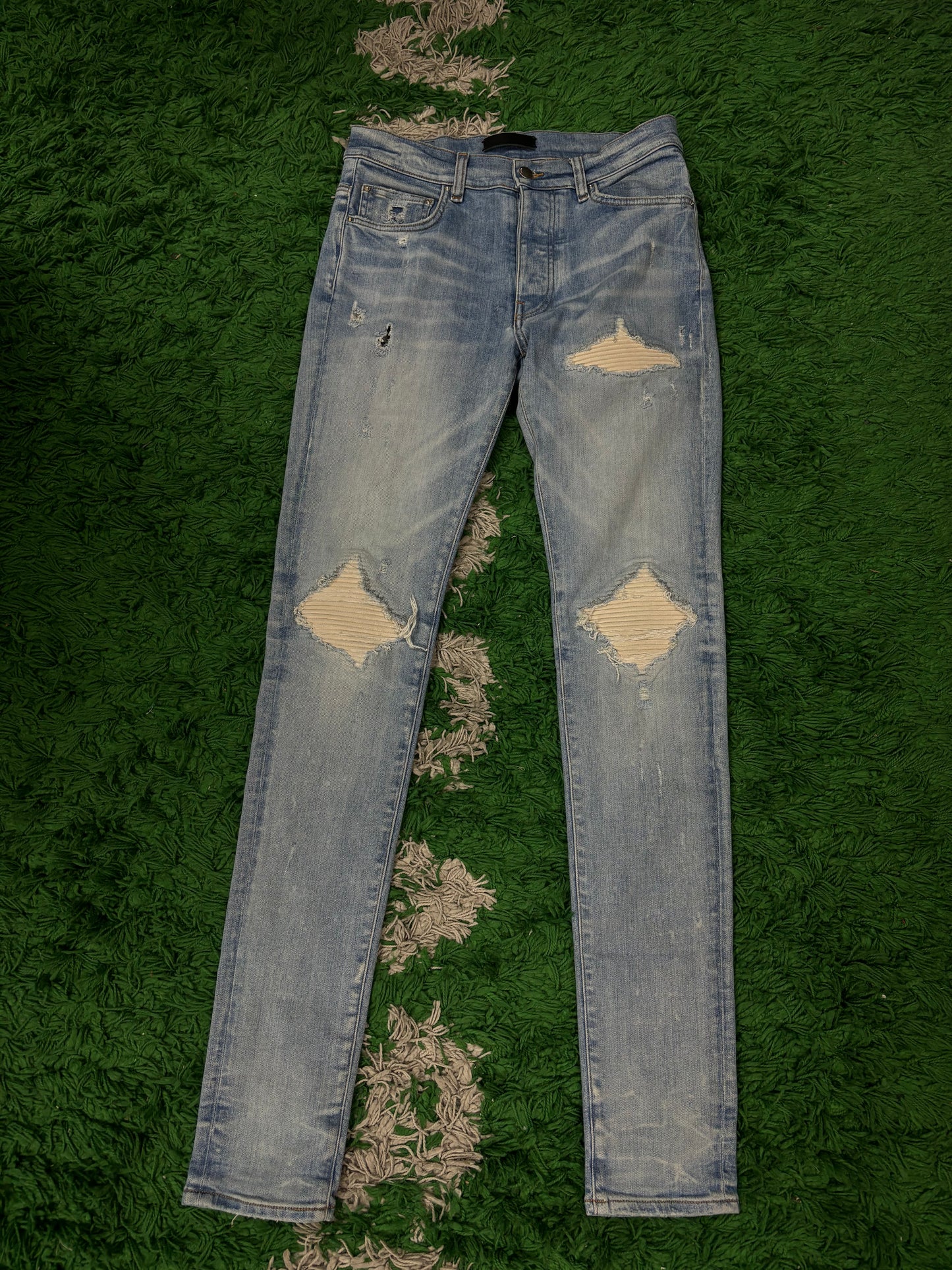 Amiri Jeans MX1 Light Wash White Patch Used 30
