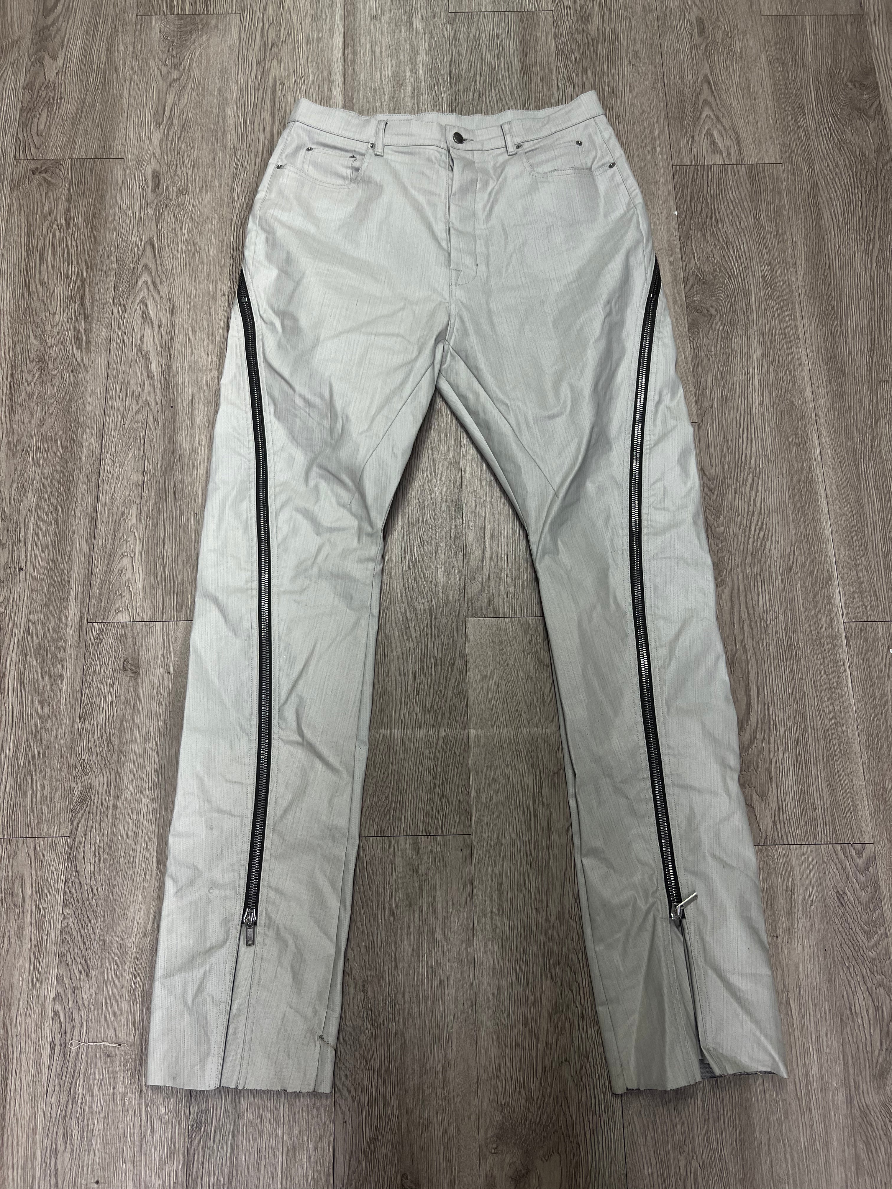 Rick Owens White Bolan Zipper Jeans