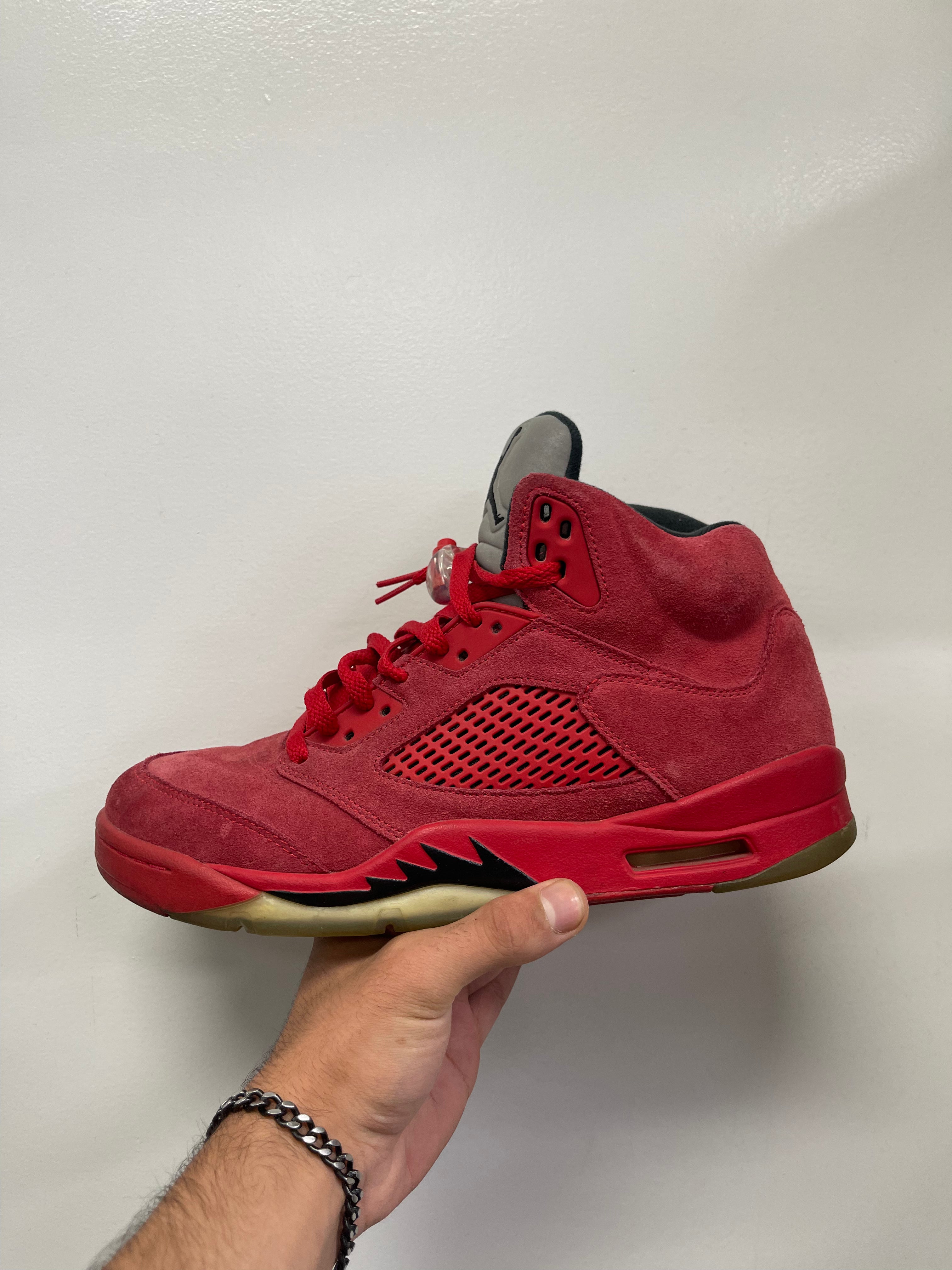 Jordan 5 Red Suede Sneakers