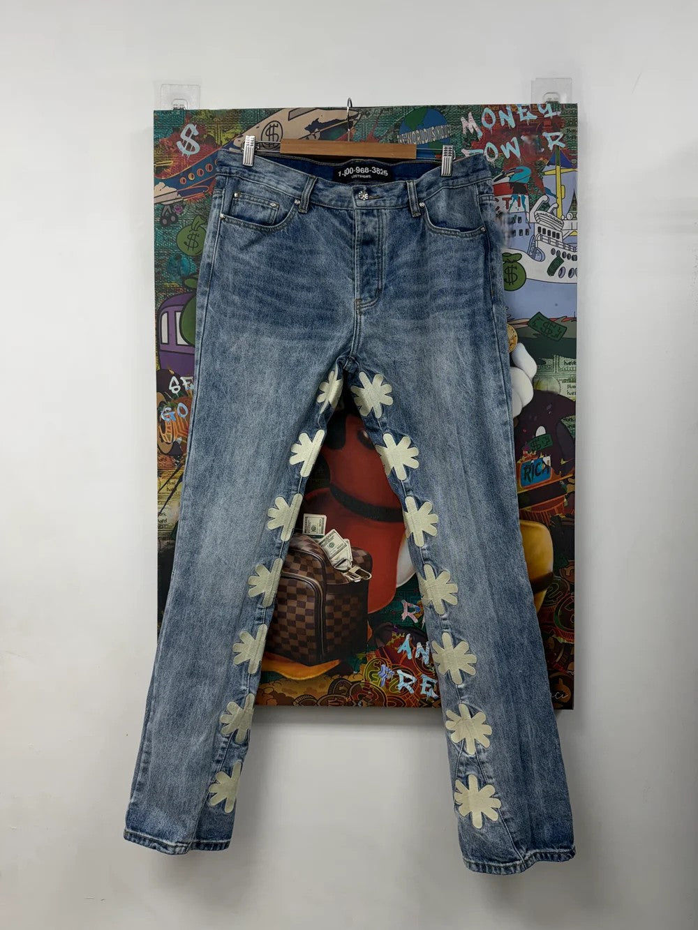 LOST SHDWS Stars Light Wash & Cream Jeans