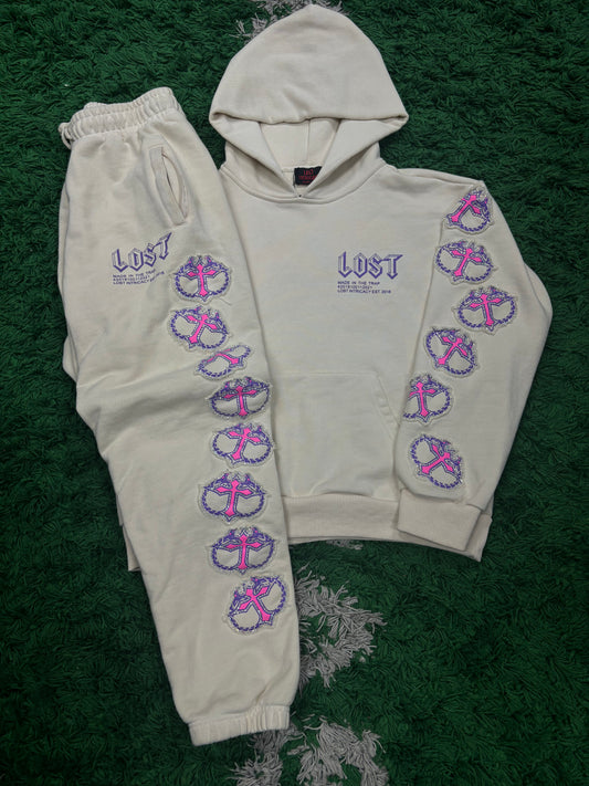 LOST Sweatsuit Cream Pink Used Medium N/A