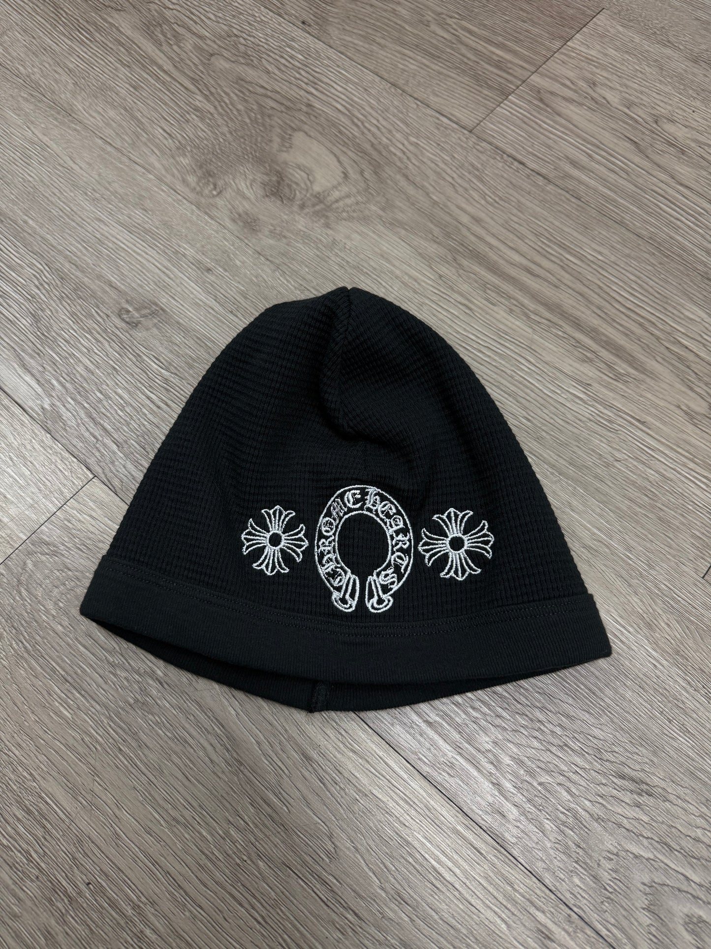 Chrome Hearts Black Horseshoe Logo Skull Cap Beanie