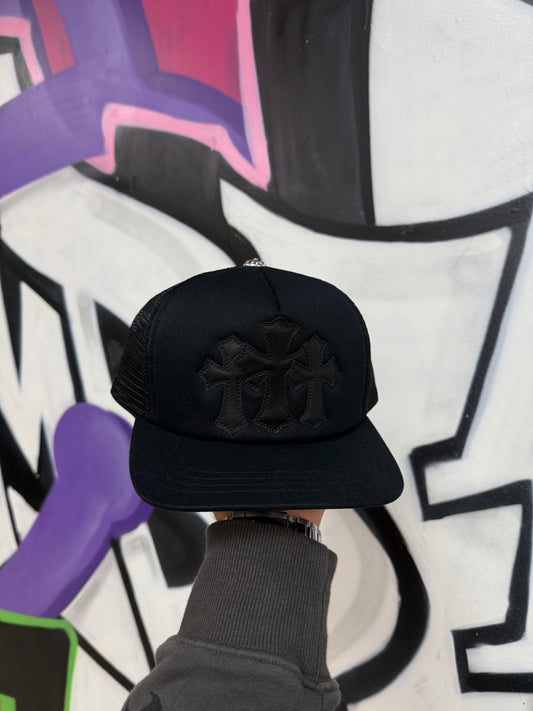 Chrome Hearts Triple Black Cemetery Trucker Hat