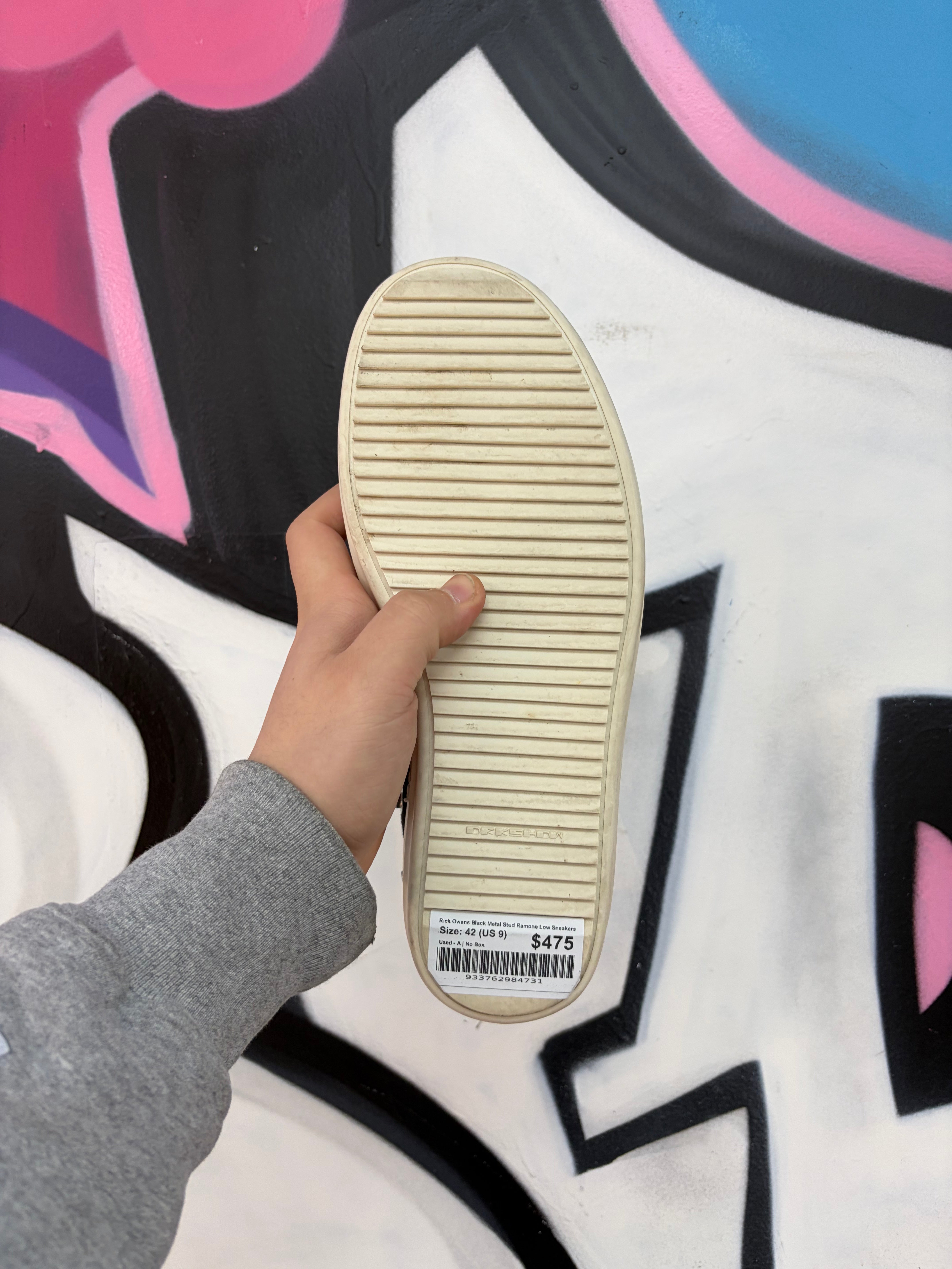 Rick Owens Black Metal Stud Ramone Low Sneakers