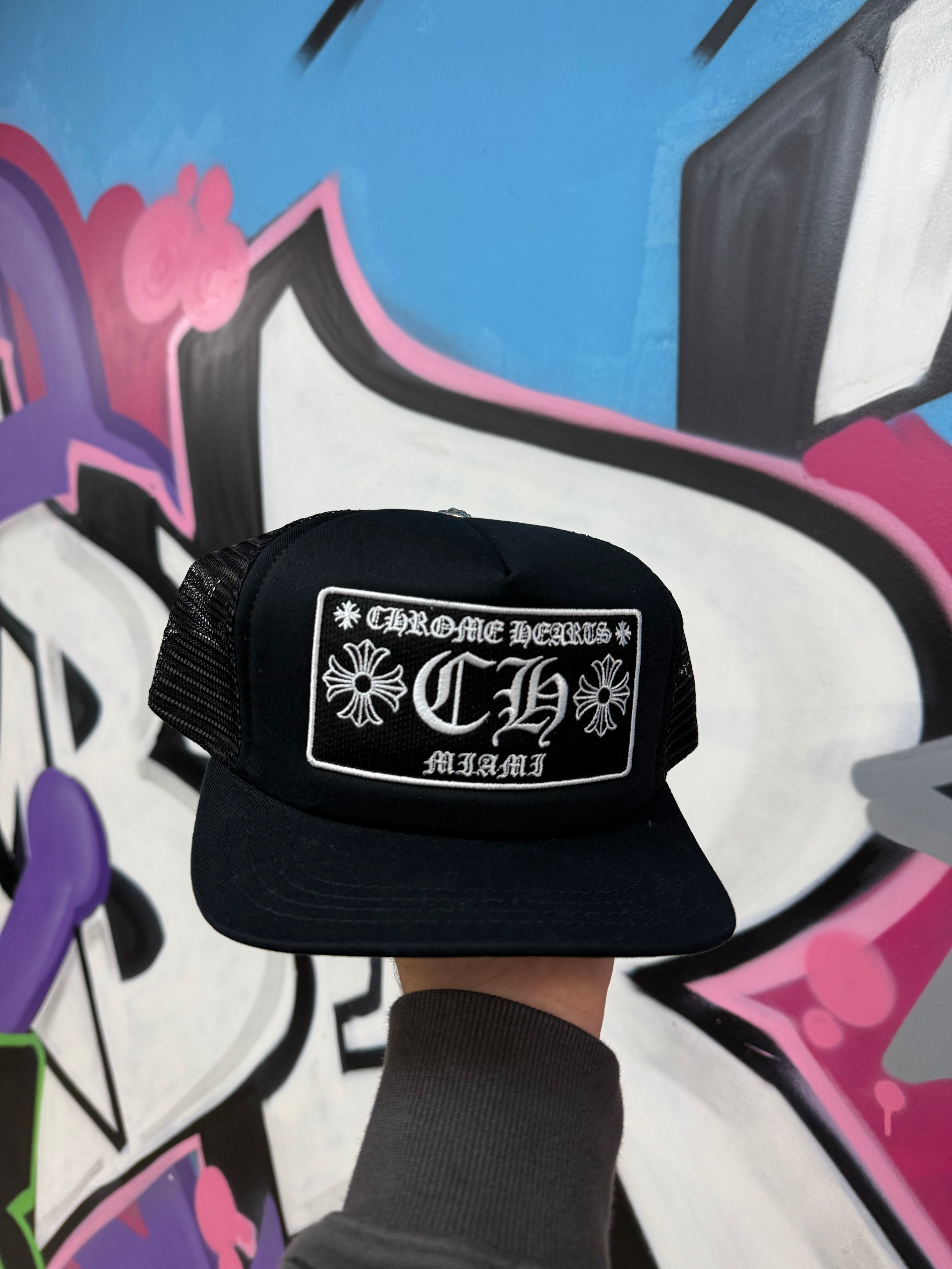 Chrome Hearts Black CH Miami Trucker Hat