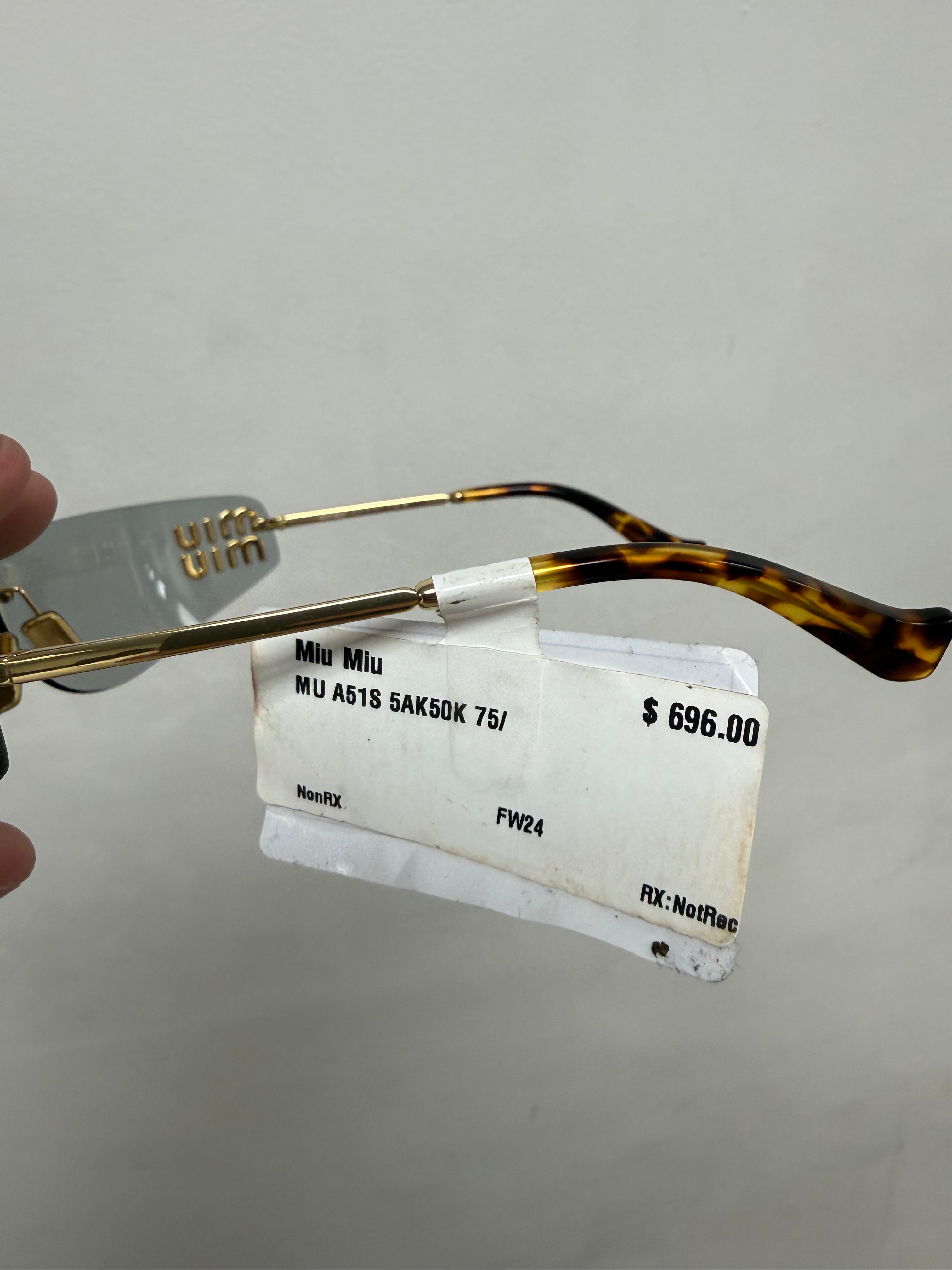 Miu Miu Gold Aube Rimless Glasses