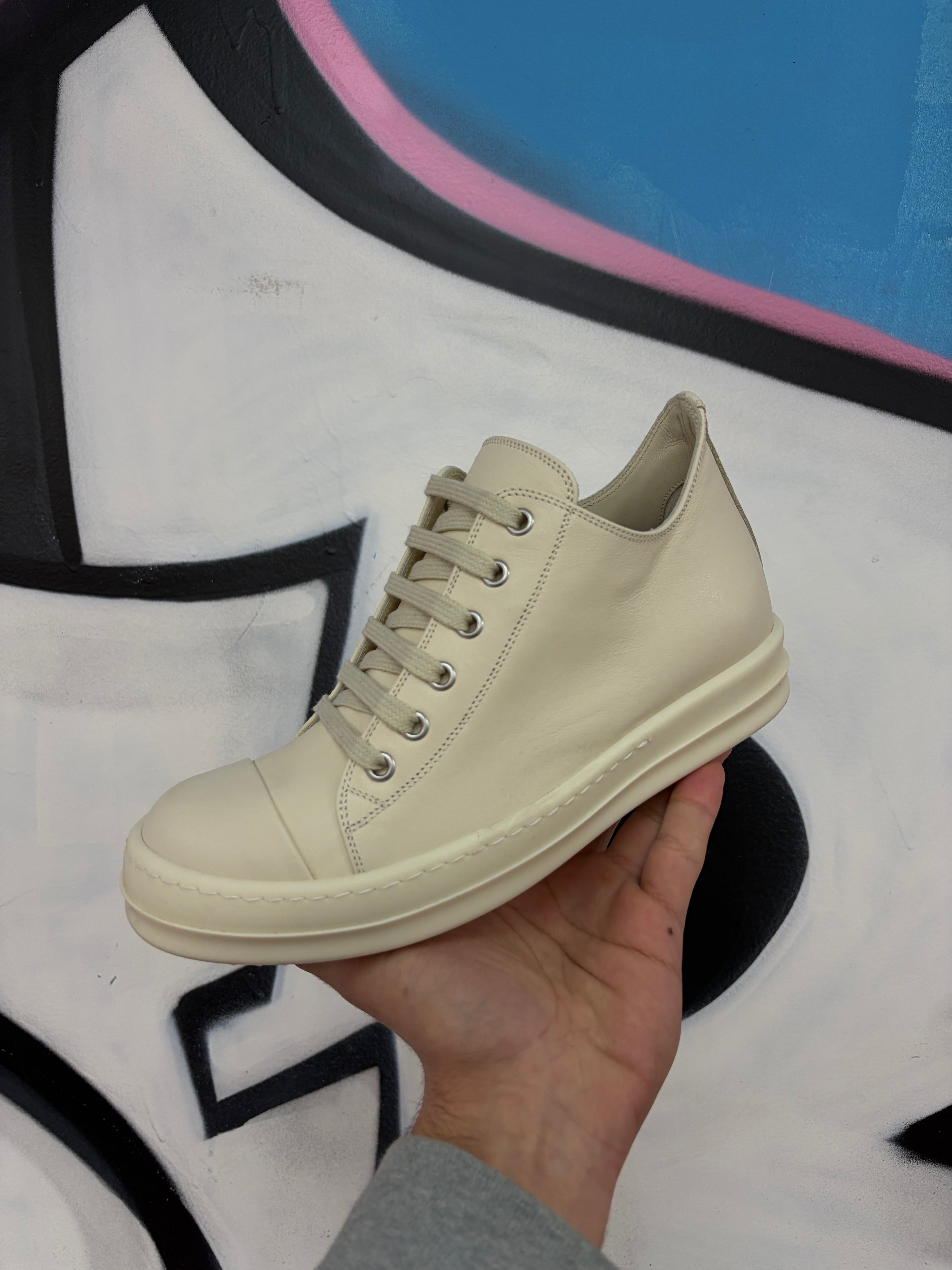 Rick Owens Ramone Low White Milk Sneakers