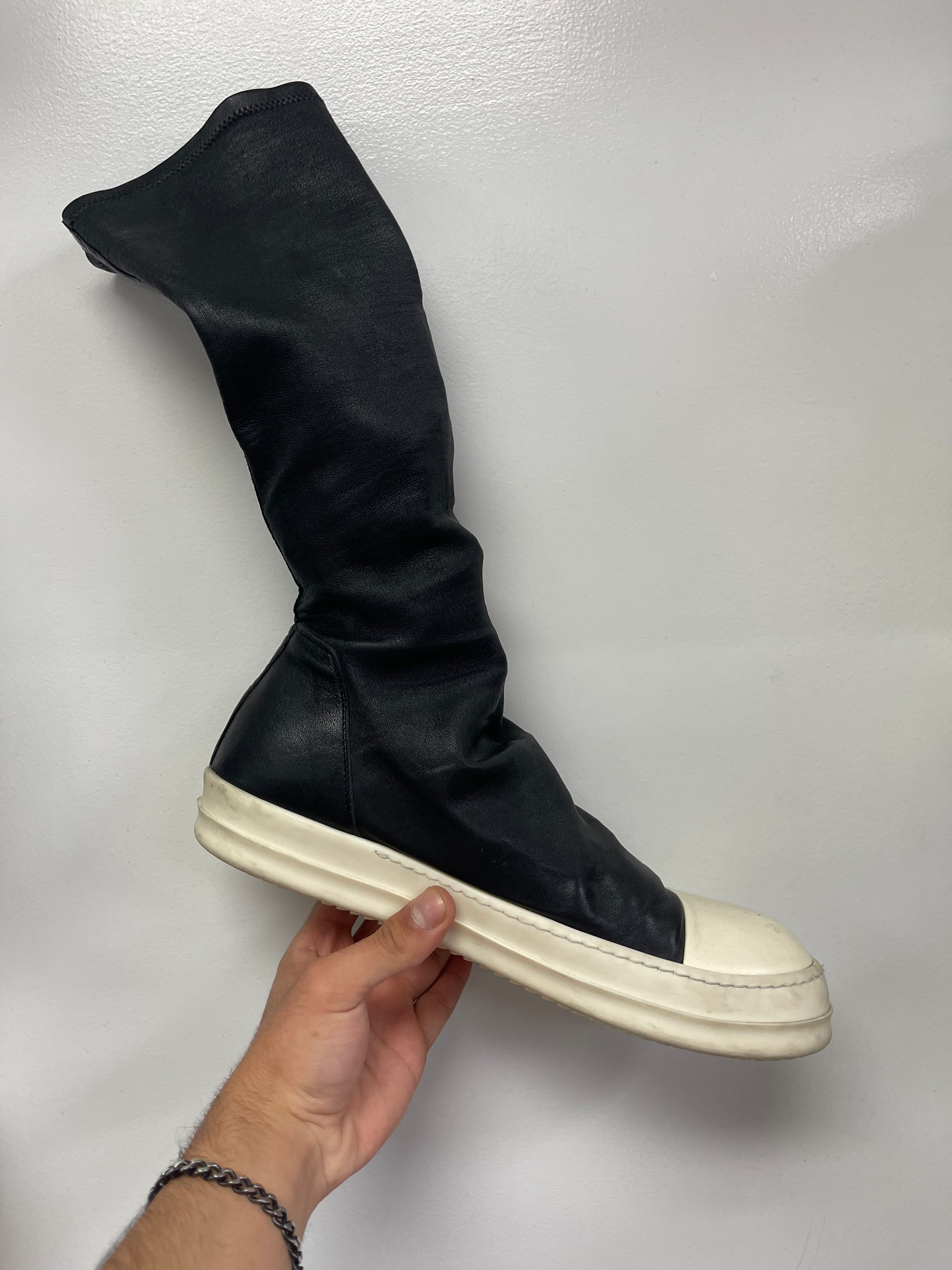 Rick Owens Sock Sneaker Black Silver size:11.5 Used