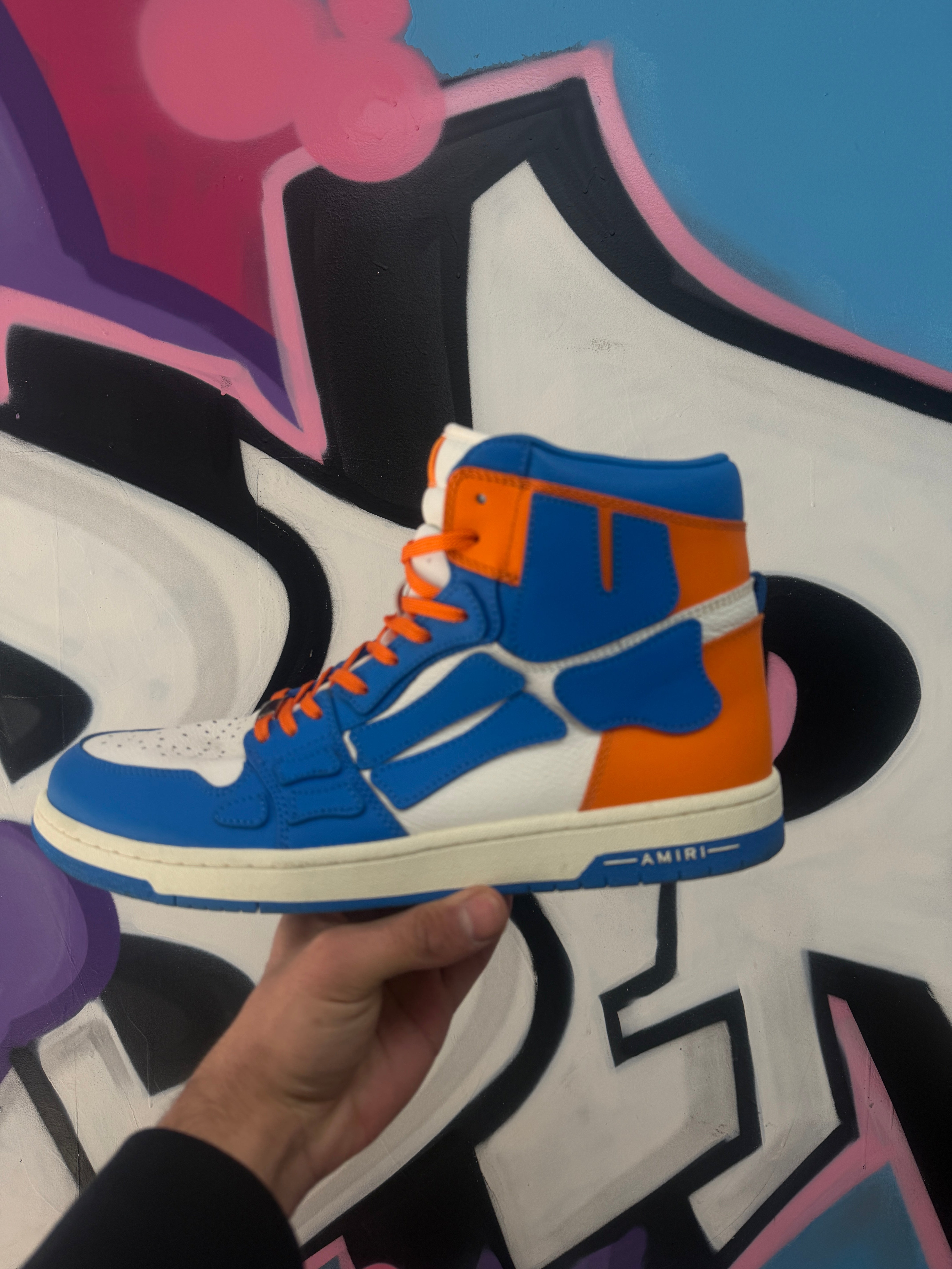 Amiri Blue Orange Skel Top High Sneakers