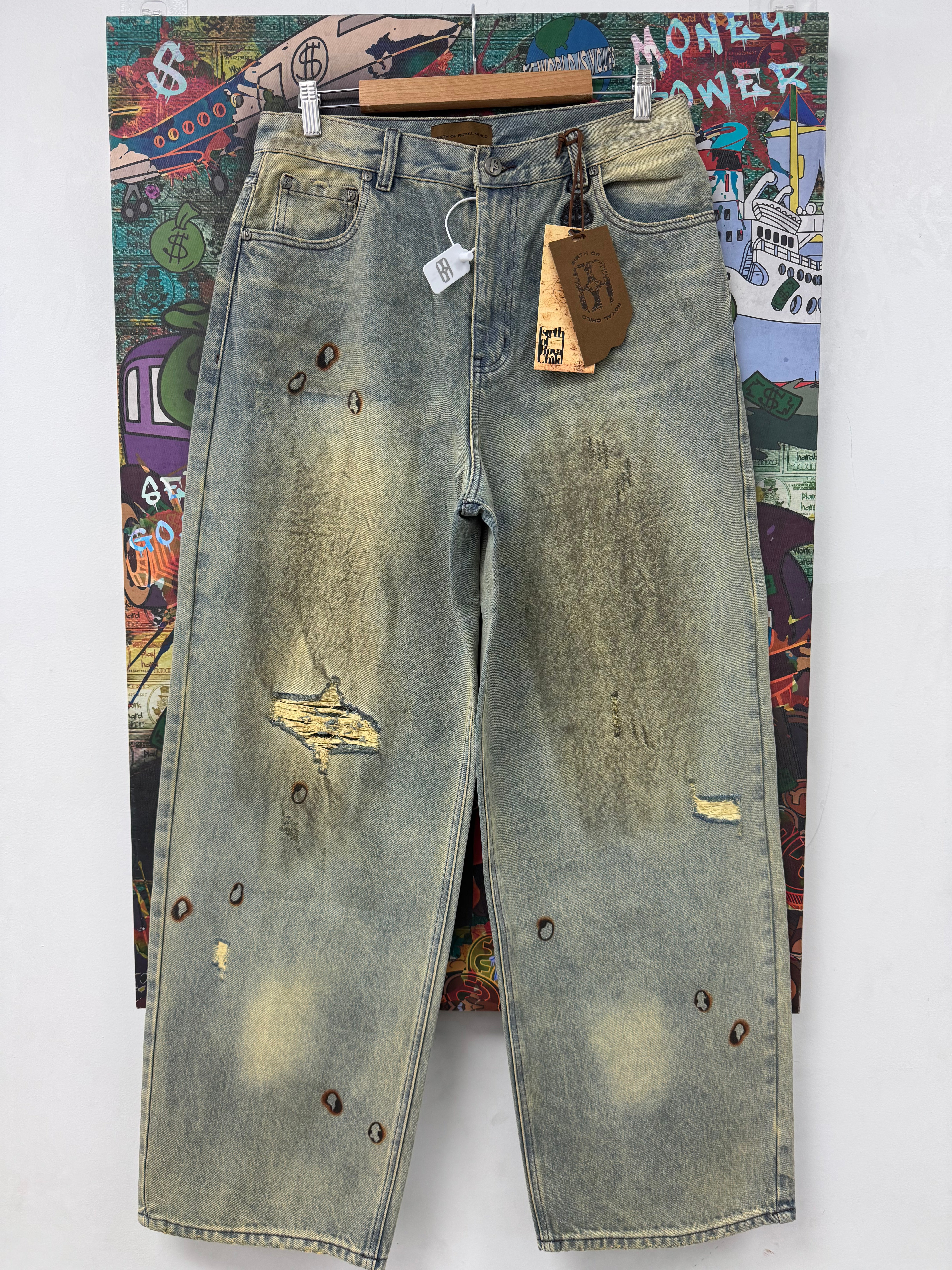 Birth Of A Royal Child Dirty Washed Denim Wax (XS-XL) New