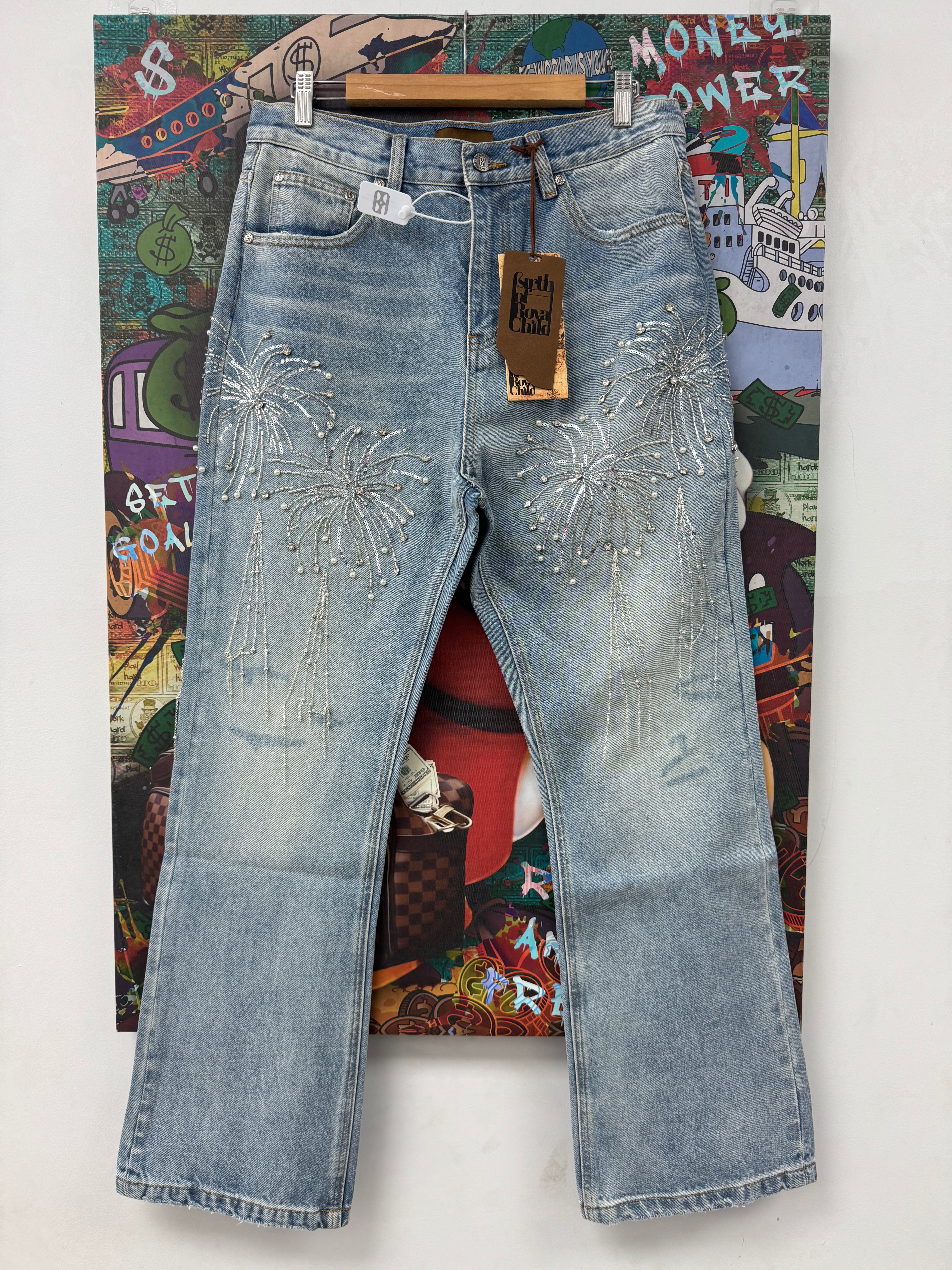 Birth Of A Royal Child Denim Fireworks Wash (S-XL) New