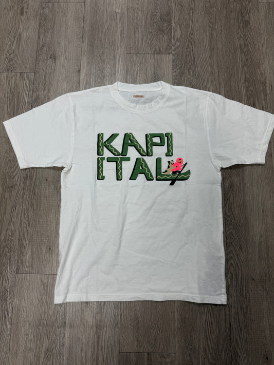Kapital Jersey Crew Tee with Canoe KAPITAL Print Green t shirt